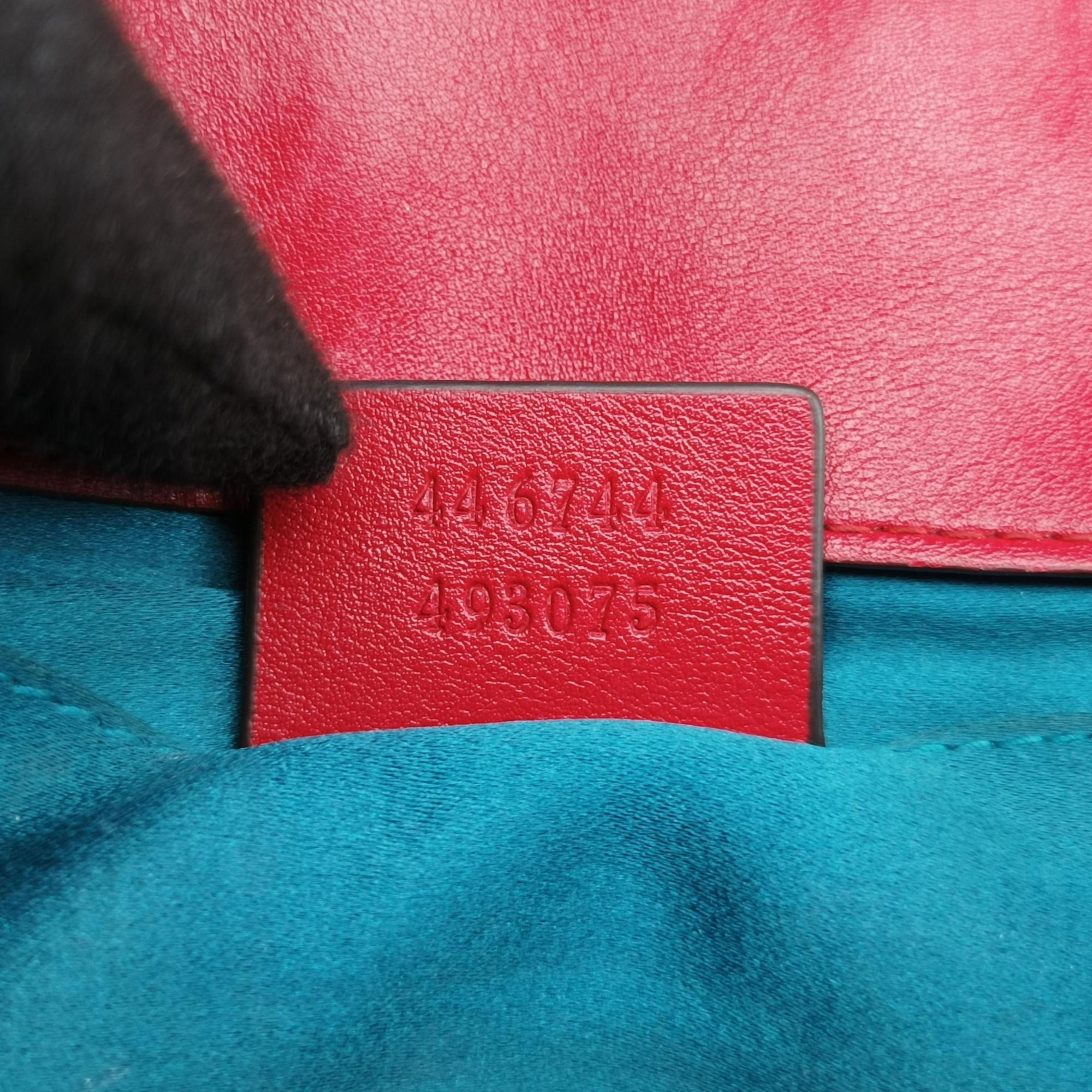 Pre-owned Gucci GG Marmont Red velour 446744 shoulderbag | stylenewstar