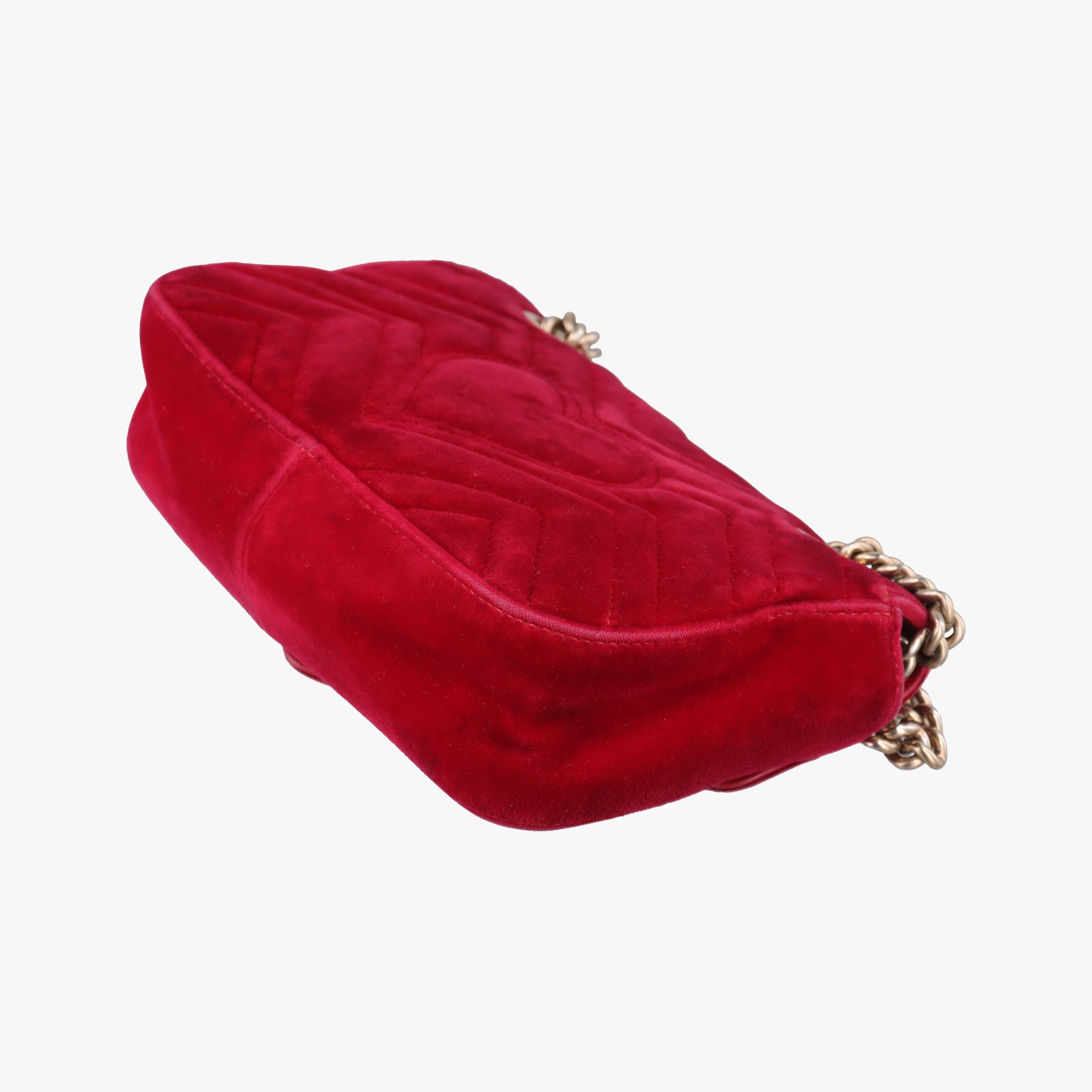 Pre-owned Gucci GG Marmont Red velour 446744 shoulderbag | stylenewstar