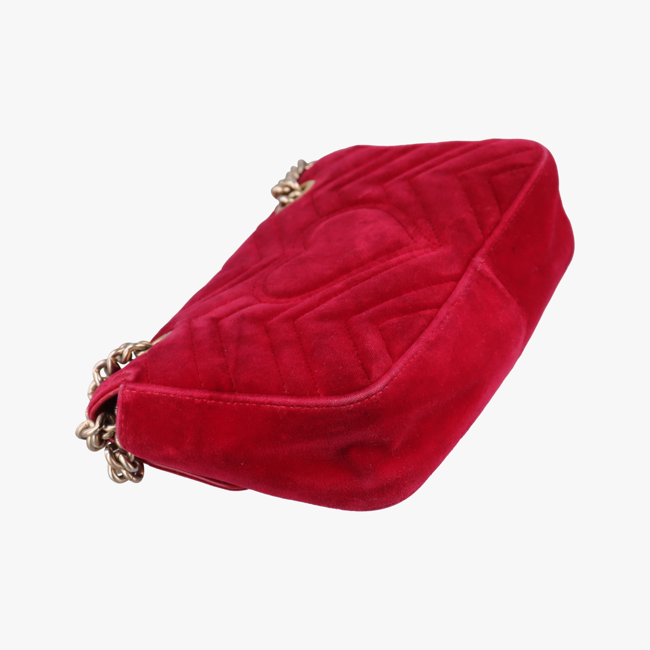 Pre-owned Gucci GG Marmont Red velour 446744 shoulderbag | stylenewstar