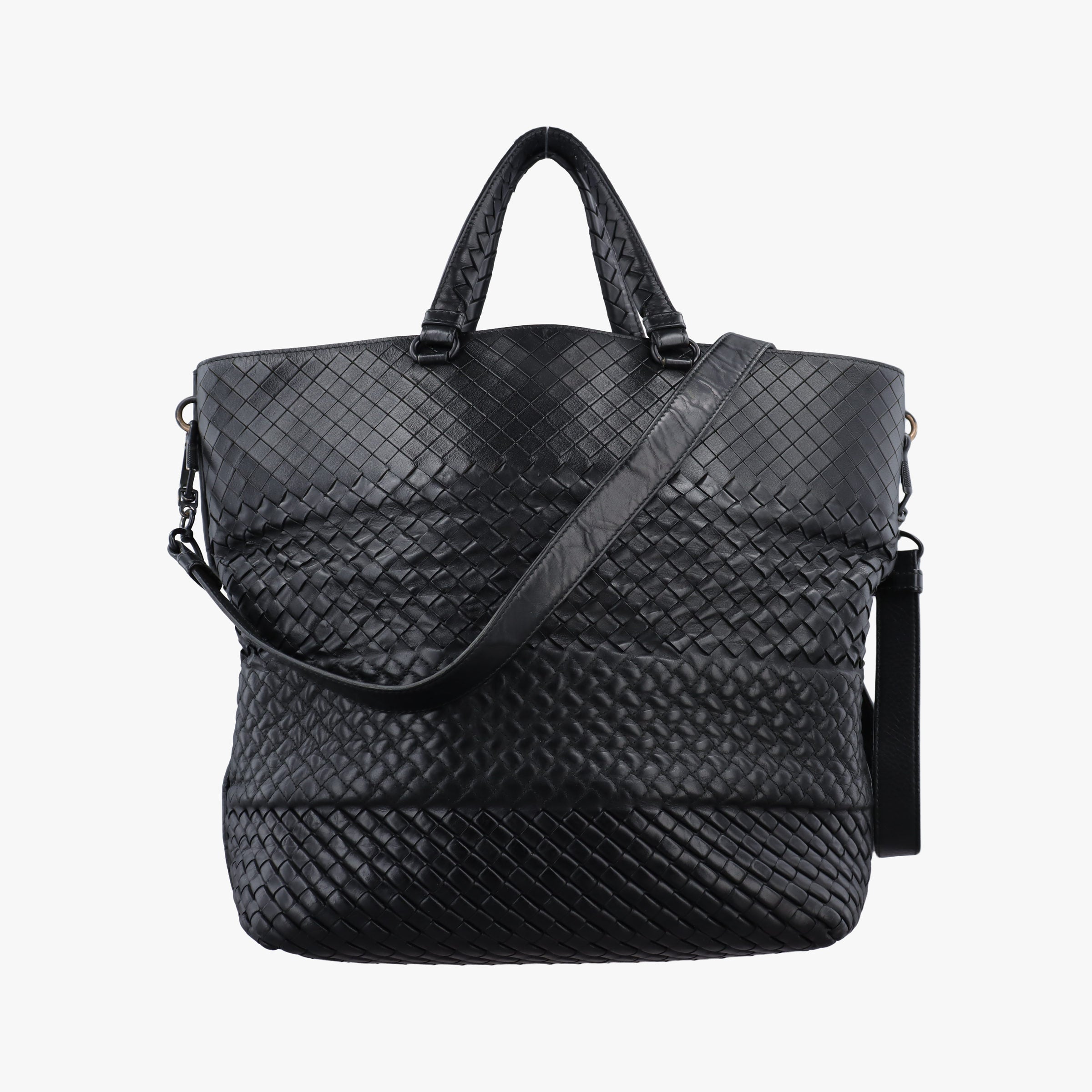 Pre-owned Bottega Veneta Intrecciato Black lambskin  shoulderbag | stylenewstar