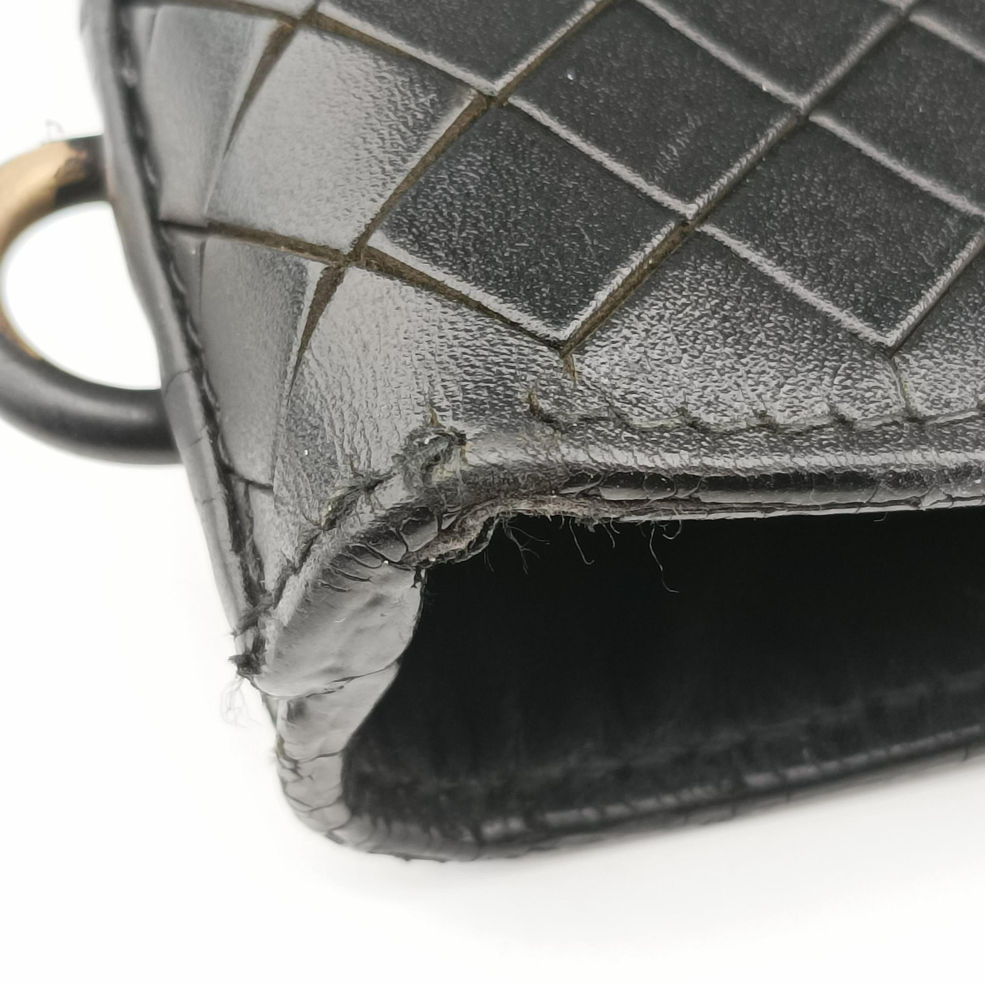 Pre-owned Bottega Veneta Intrecciato Black lambskin  shoulderbag | stylenewstar