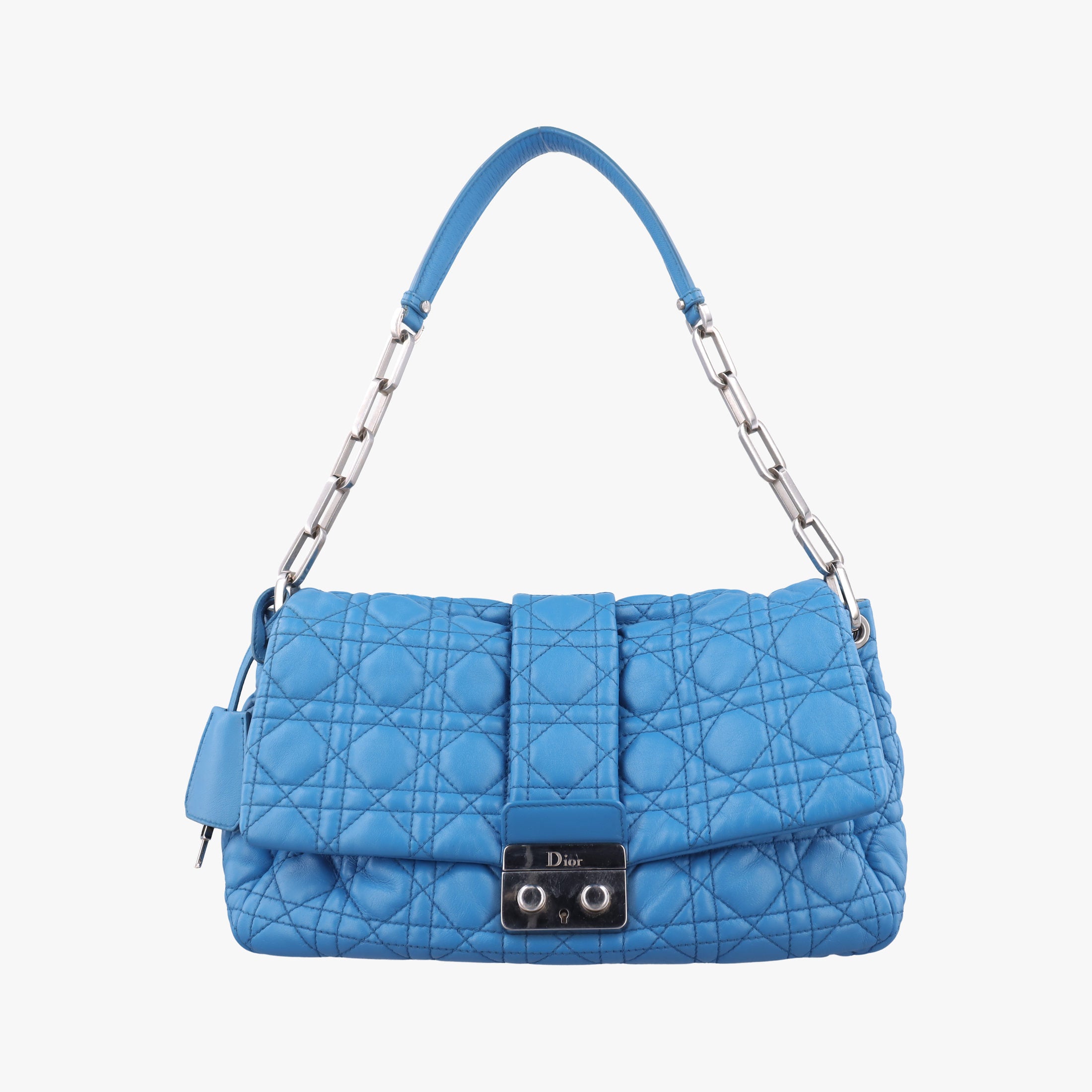 Pre-owned Christian Dior New Rock Cannage Blue Lambskin  shoulderbag | stylenewstar