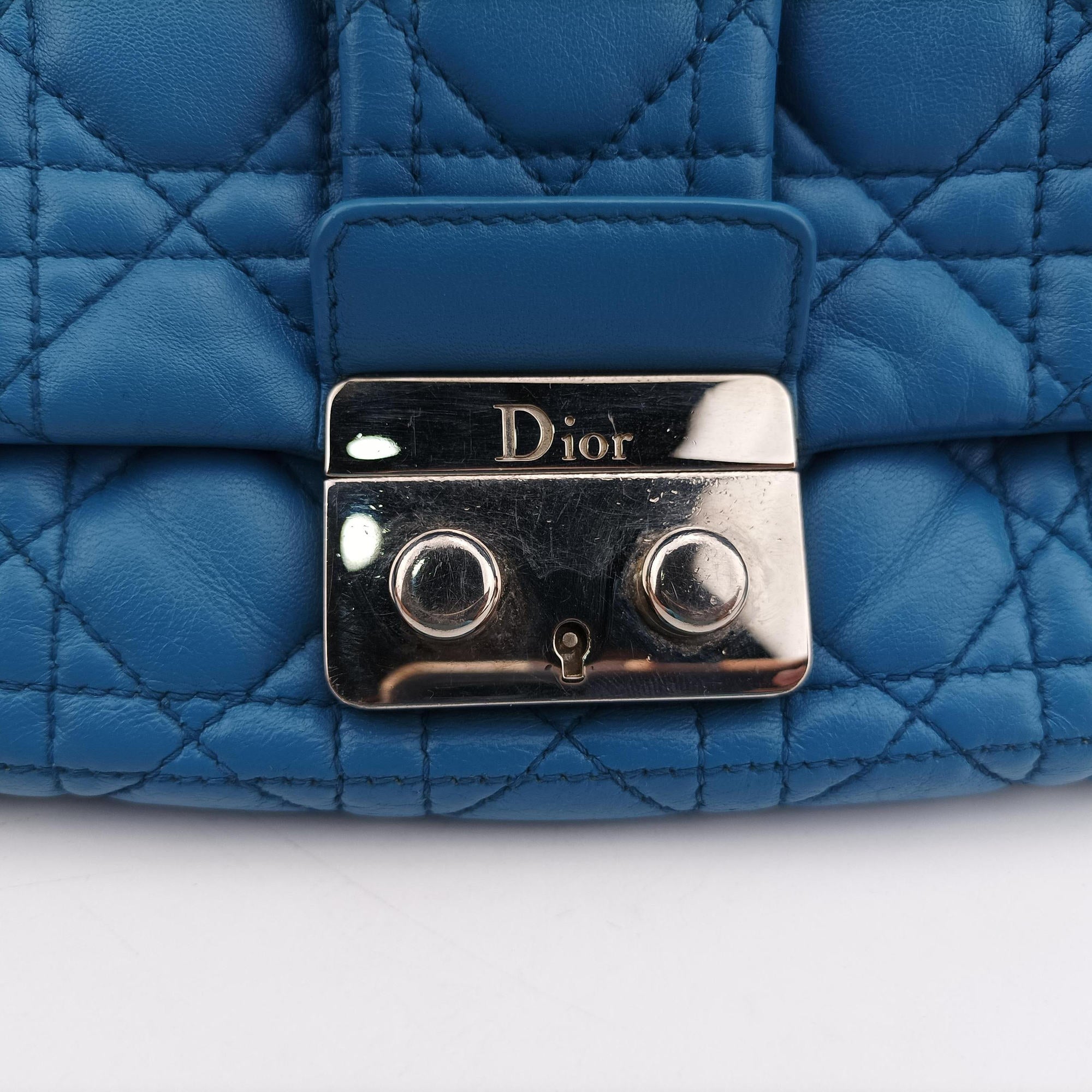 Pre-owned Christian Dior New Rock Cannage Blue Lambskin  shoulderbag | stylenewstar
