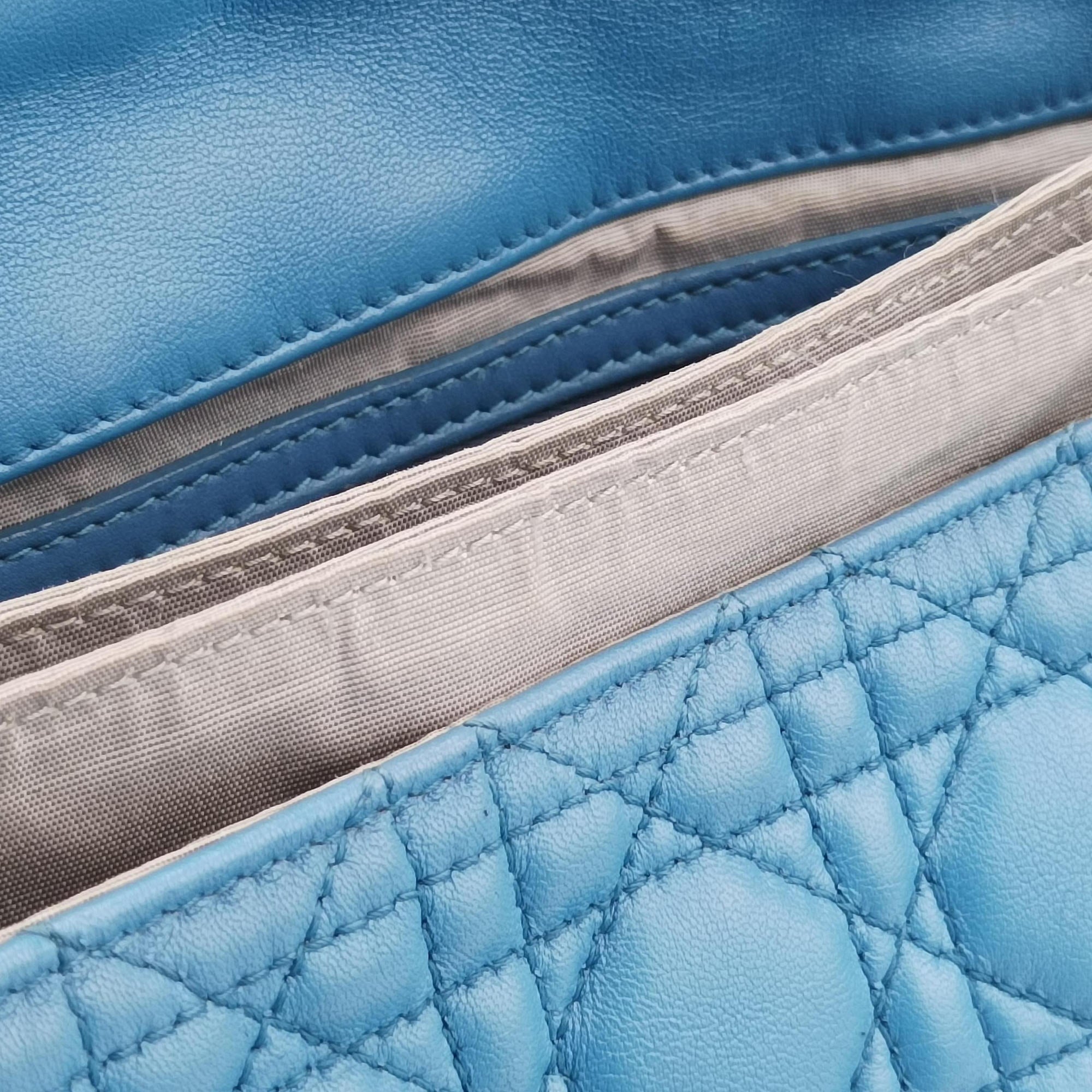 Pre-owned Christian Dior New Rock Cannage Blue Lambskin  shoulderbag | stylenewstar