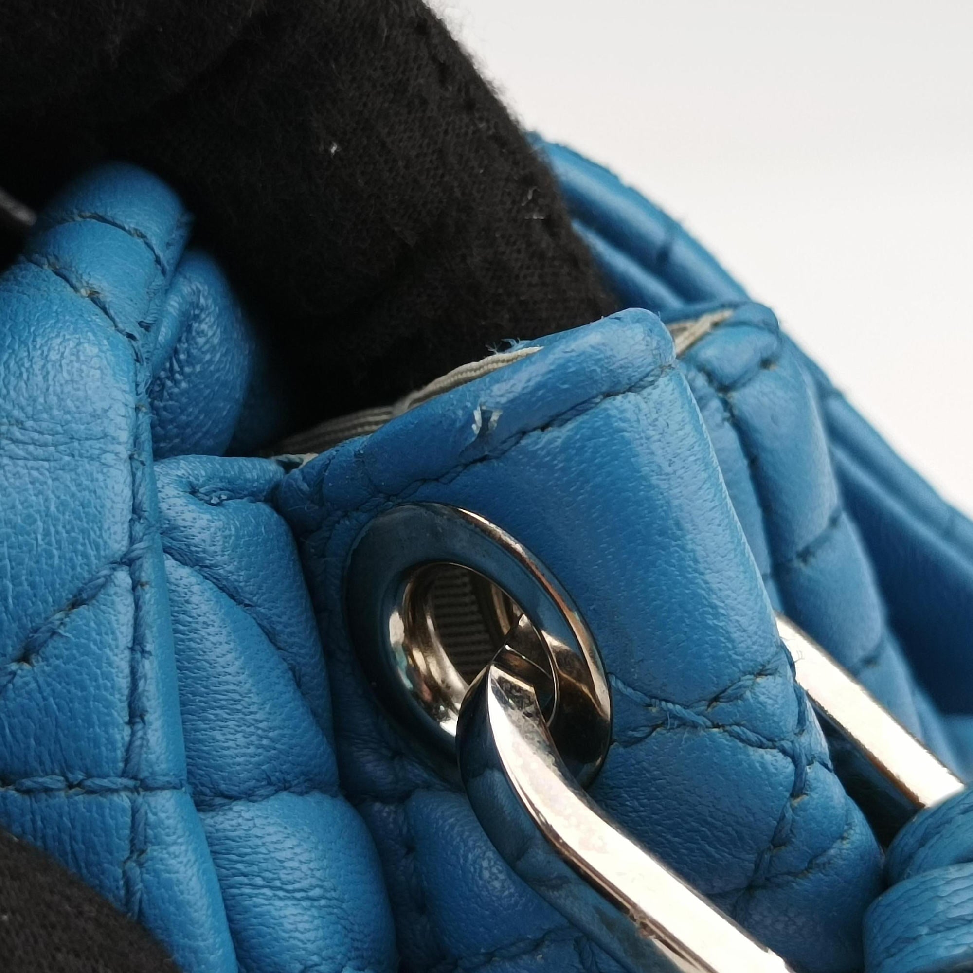 Pre-owned Christian Dior New Rock Cannage Blue Lambskin  shoulderbag | stylenewstar