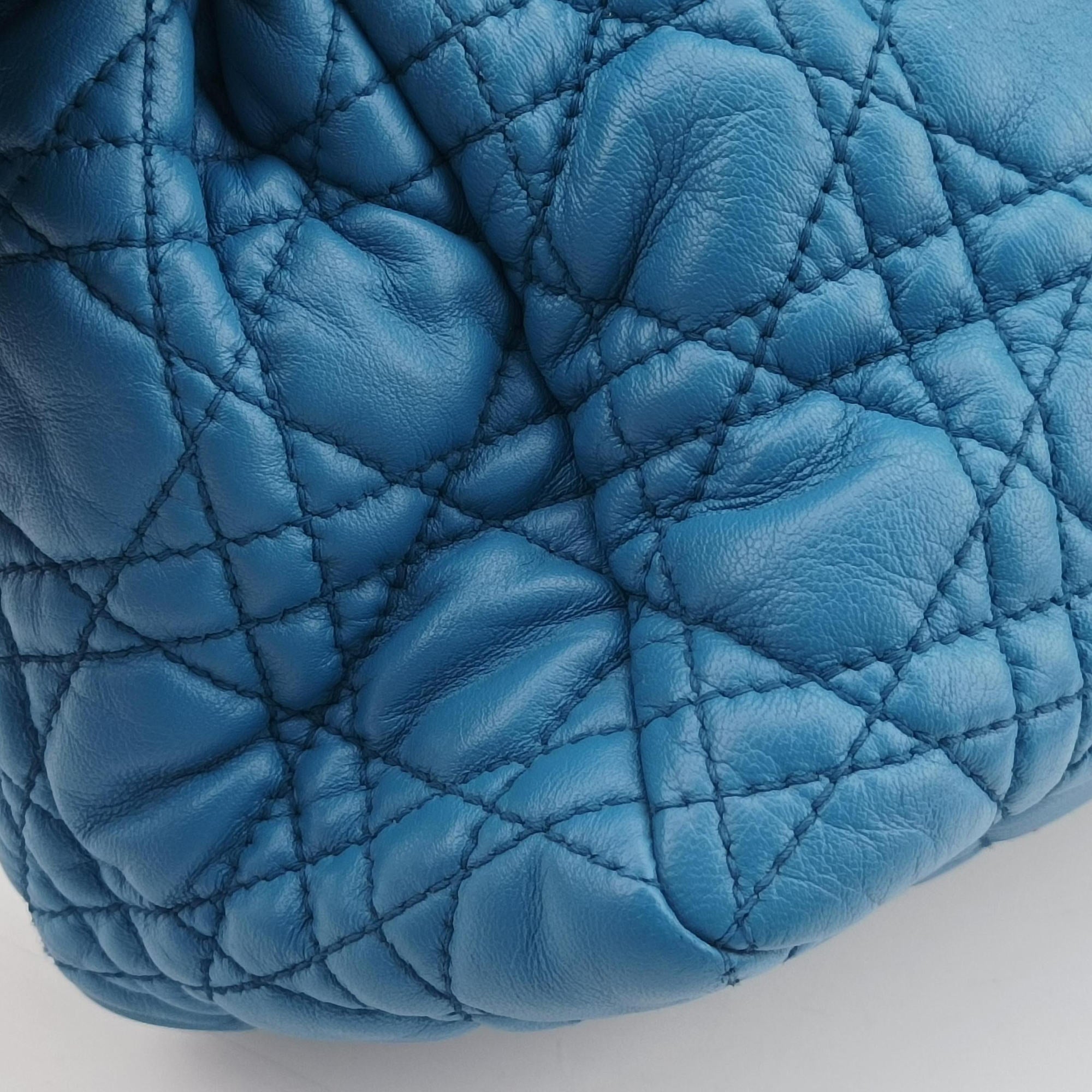 Pre-owned Christian Dior New Rock Cannage Blue Lambskin  shoulderbag | stylenewstar