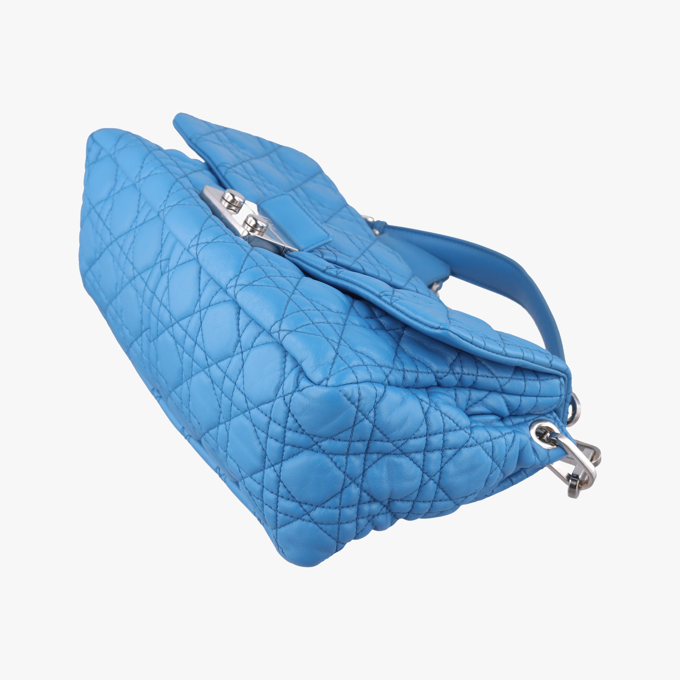 Pre-owned Christian Dior New Rock Cannage Blue Lambskin  shoulderbag | stylenewstar