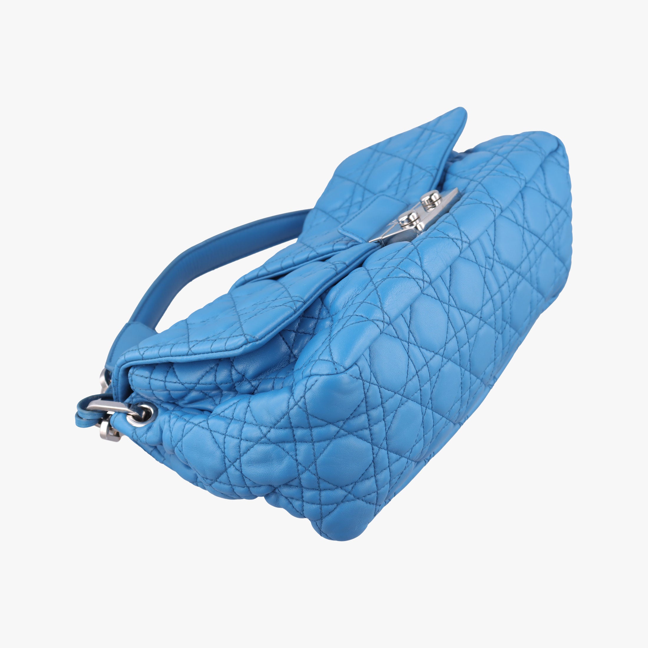 Pre-owned Christian Dior New Rock Cannage Blue Lambskin  shoulderbag | stylenewstar