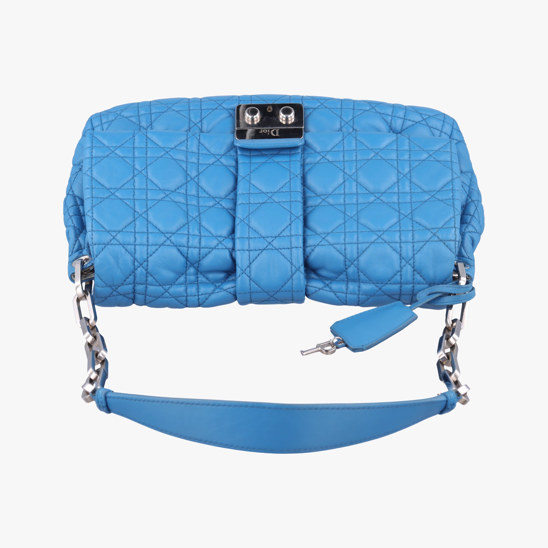 Pre-owned Christian Dior New Rock Cannage Blue Lambskin  shoulderbag | stylenewstar
