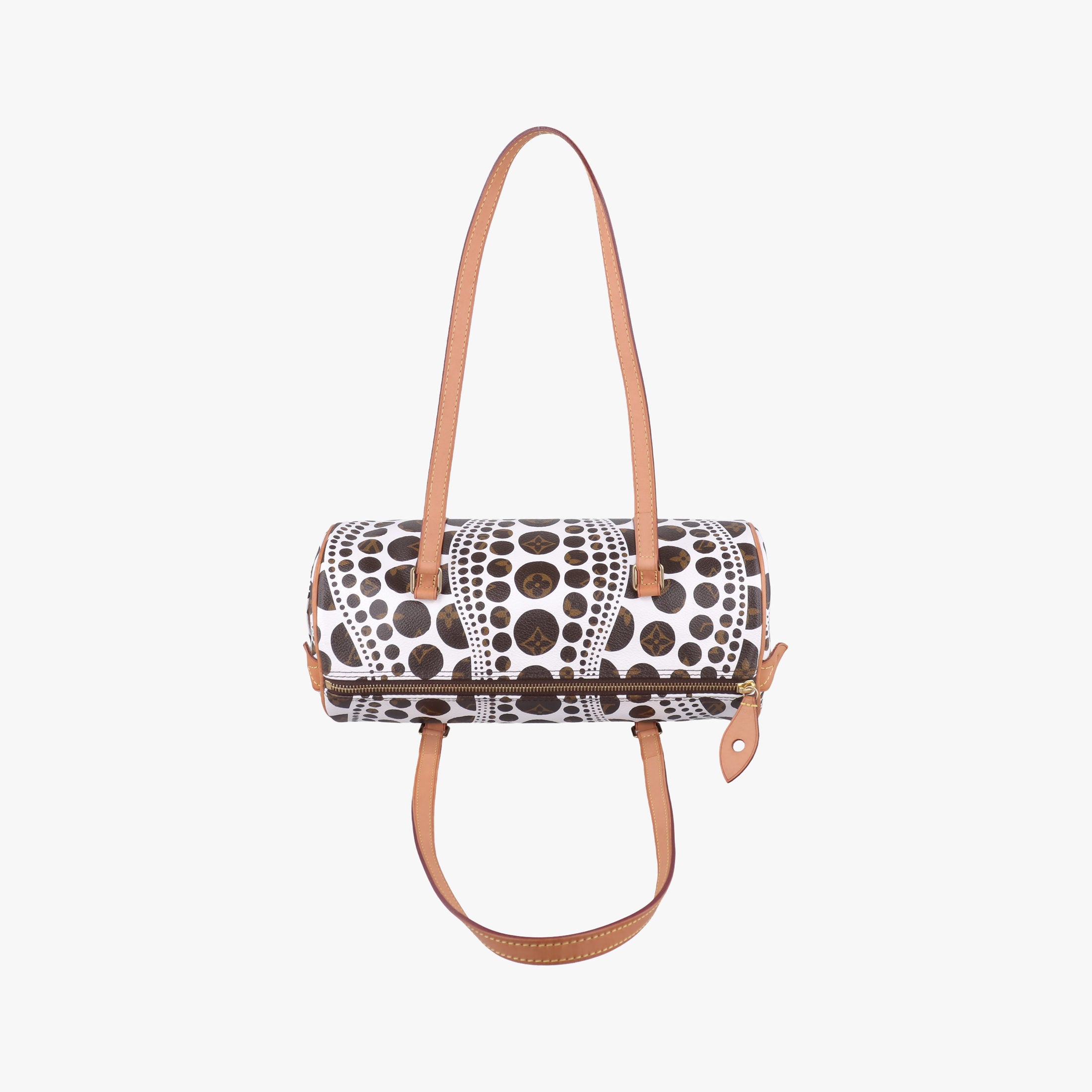 Pre-owned Louis Vuitton Papillon GM White × Brown Monogram Pumpkin Dots M40687 handbag | stylenewstar