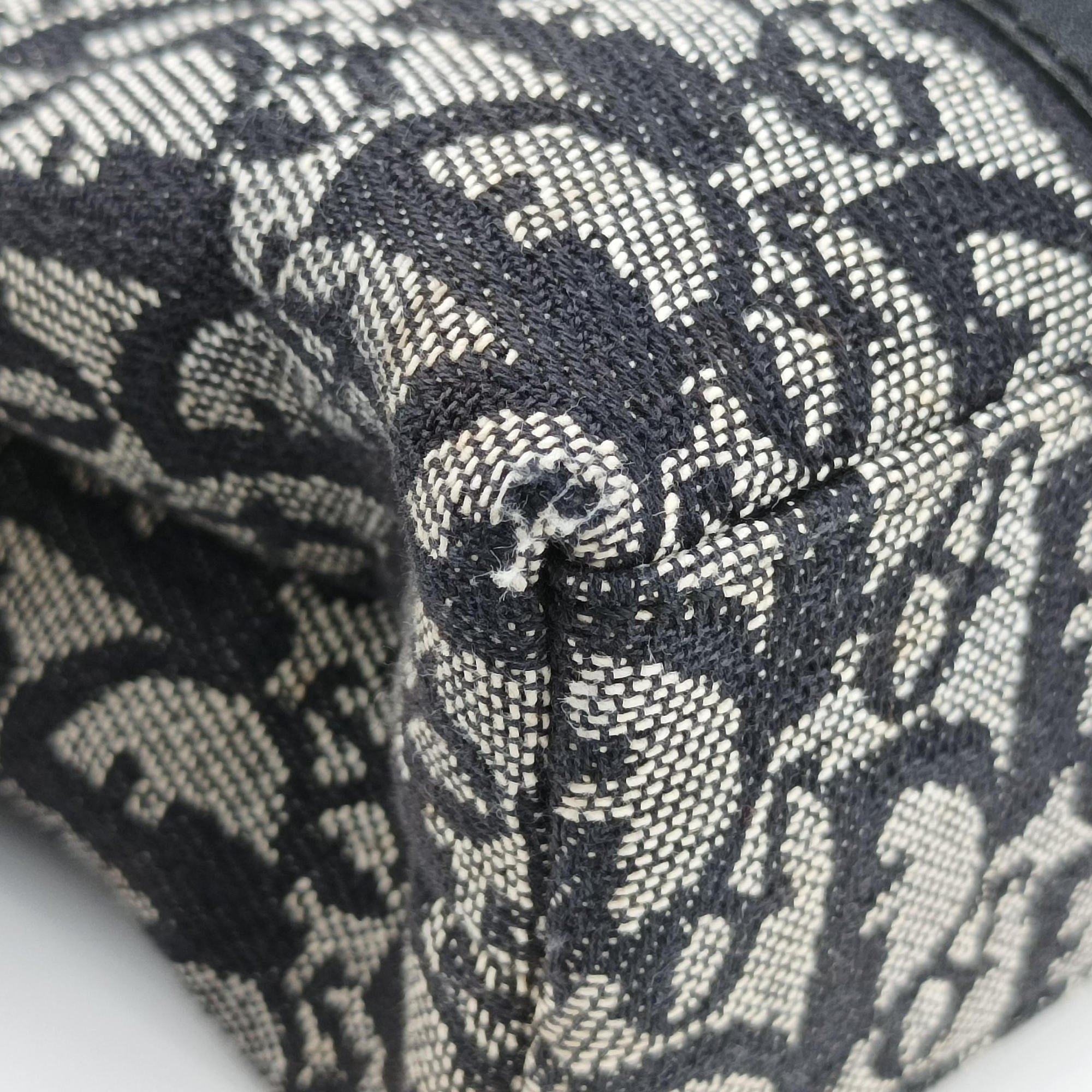 Pre-owned Christian Dior Trotter Tote Navy Jacquard × Leather  handbag | stylenewstar