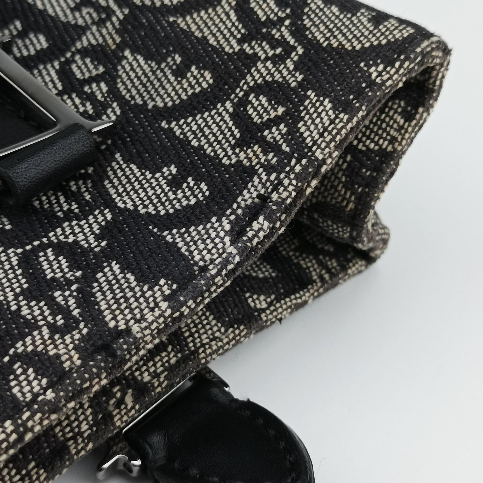 Pre-owned Christian Dior Trotter Tote Navy Jacquard × Leather  handbag | stylenewstar