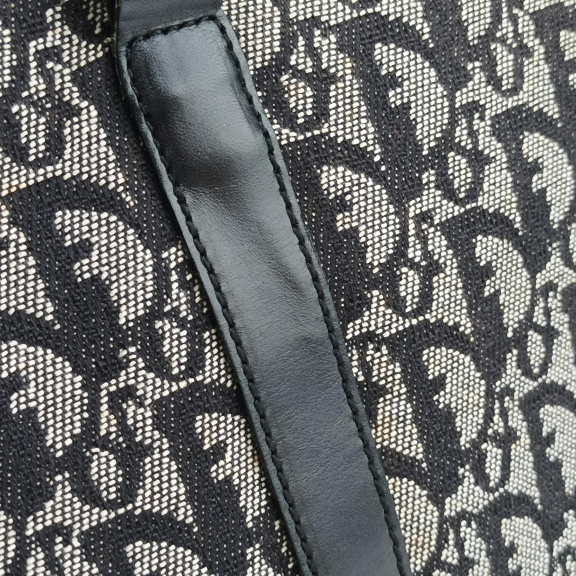 Pre-owned Christian Dior Trotter Tote Navy Jacquard × Leather  handbag | stylenewstar