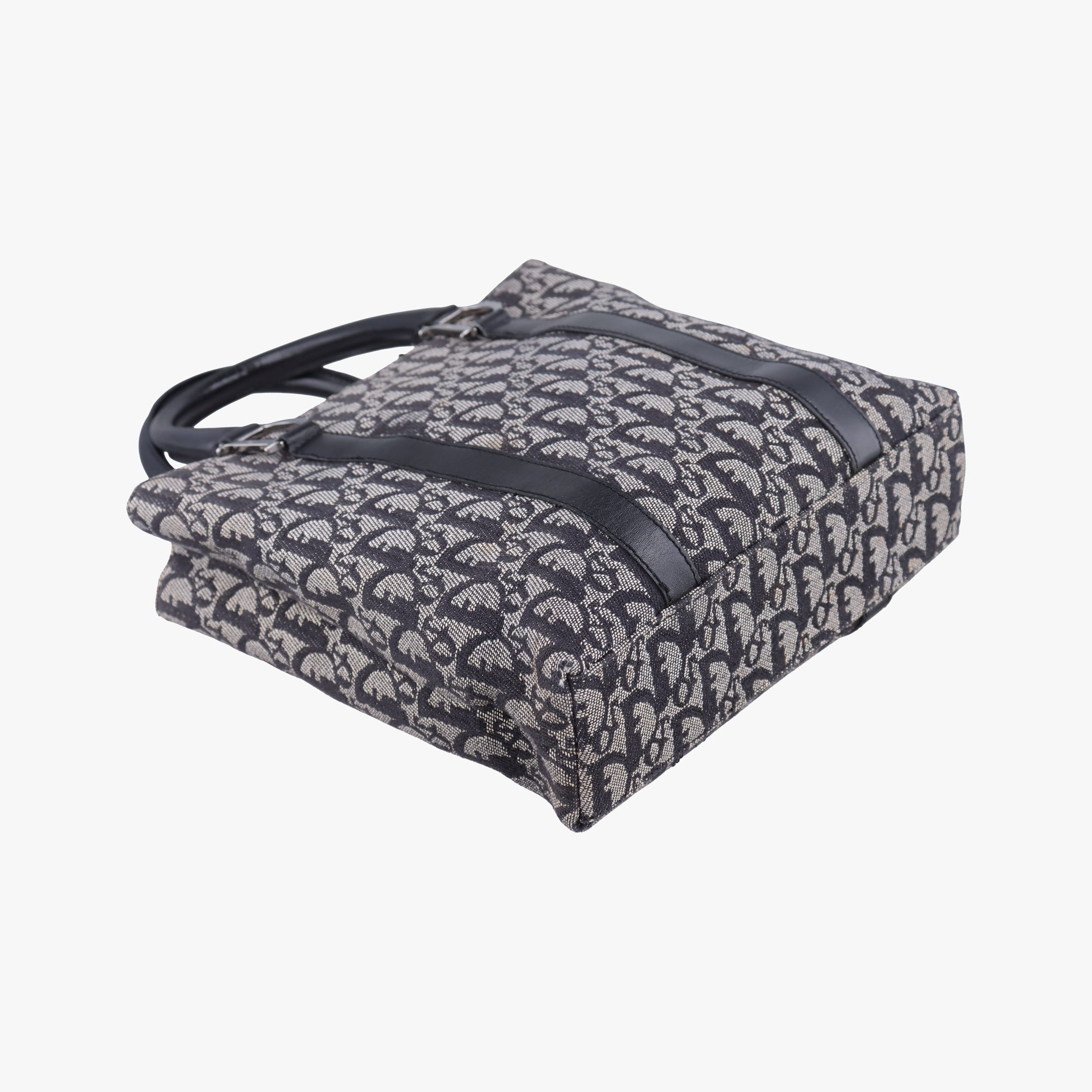 Pre-owned Christian Dior Trotter Tote Navy Jacquard × Leather  handbag | stylenewstar