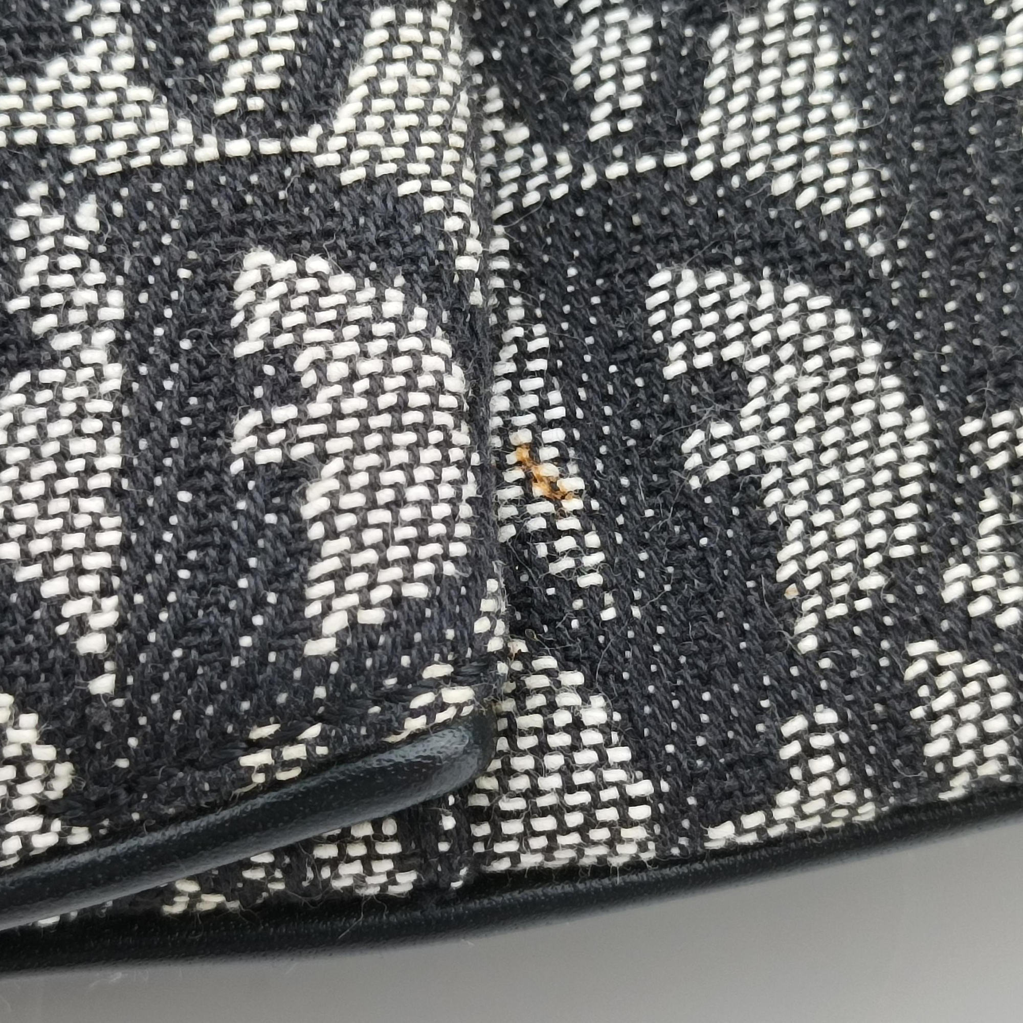 Pre-owned Christian Dior double saddlebag Navy Jacquard × Leather  handbag | stylenewstar