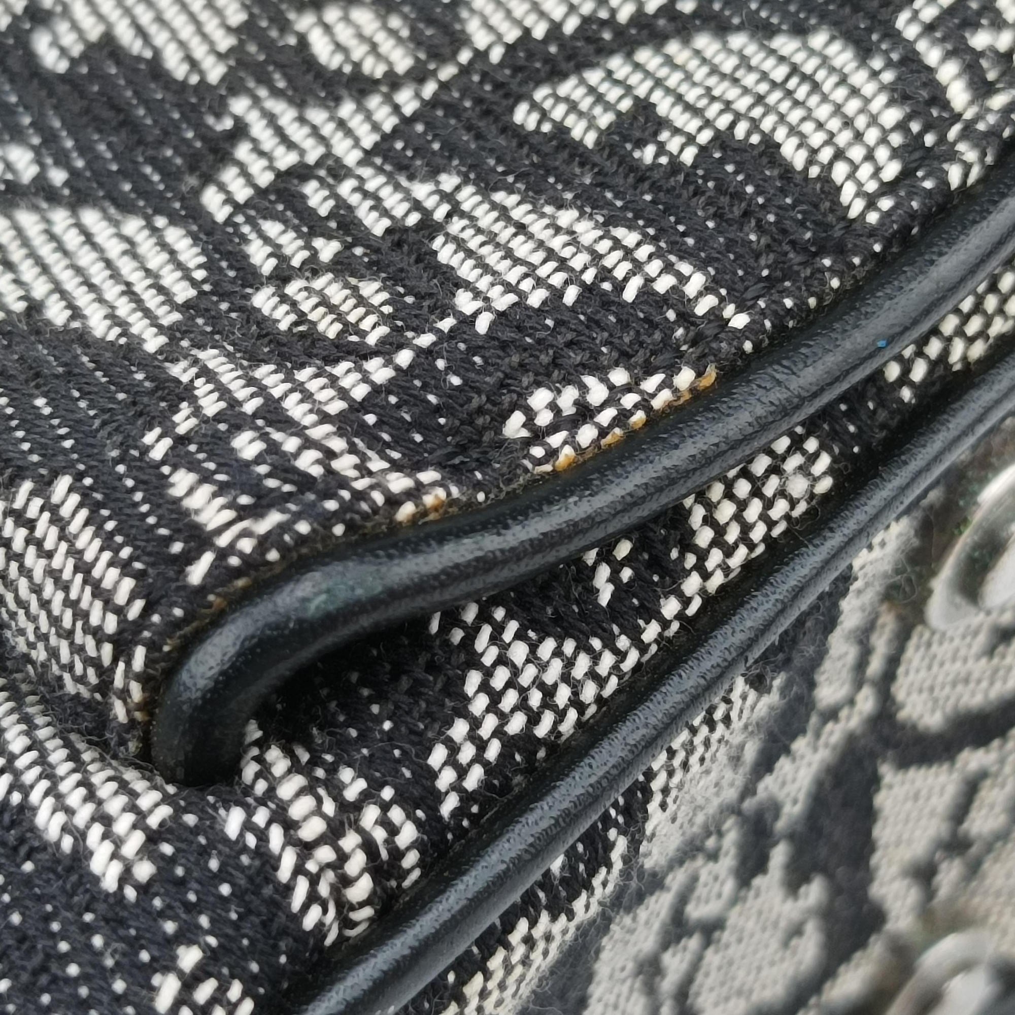 Pre-owned Christian Dior double saddlebag Navy Jacquard × Leather  handbag | stylenewstar