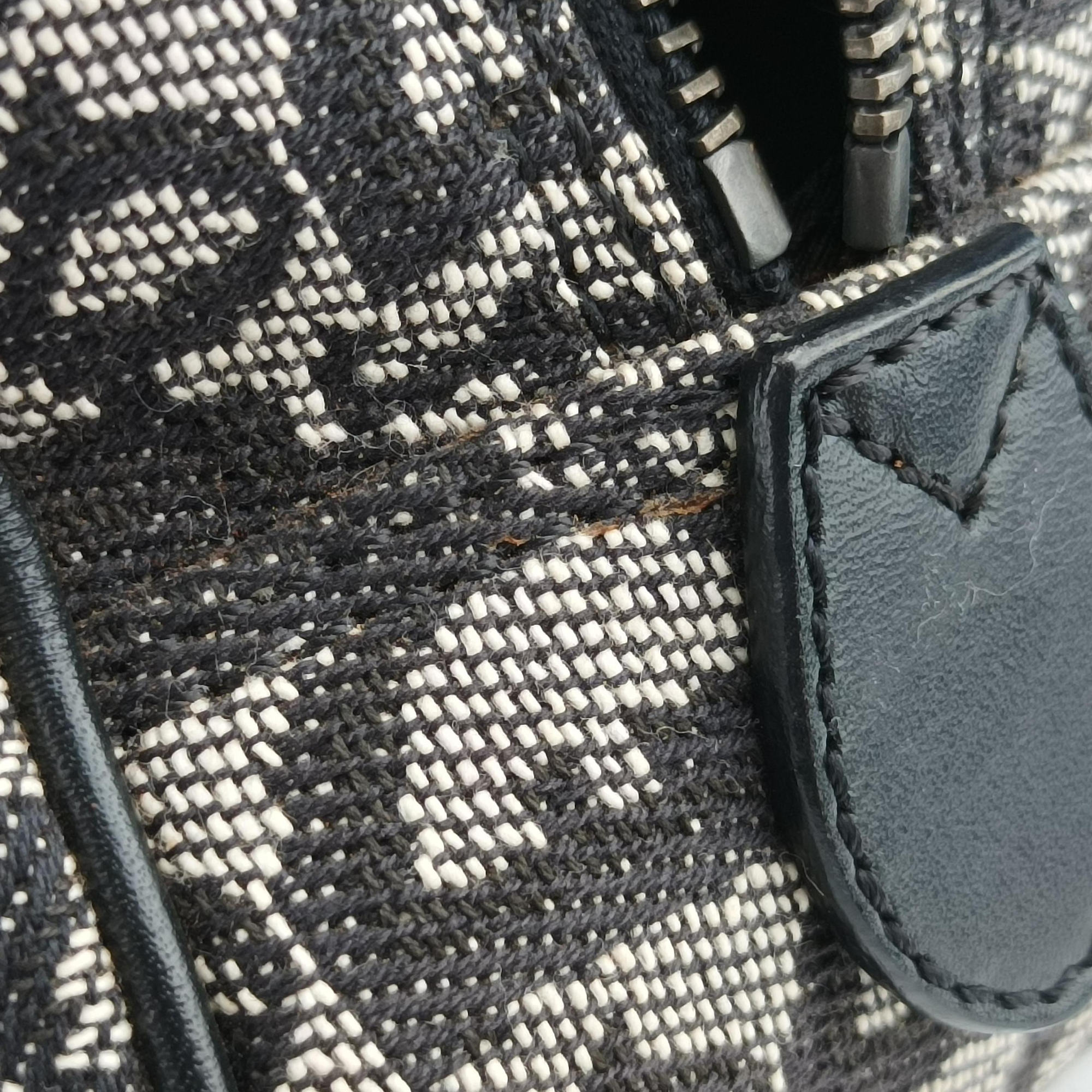 Pre-owned Christian Dior double saddlebag Navy Jacquard × Leather  handbag | stylenewstar