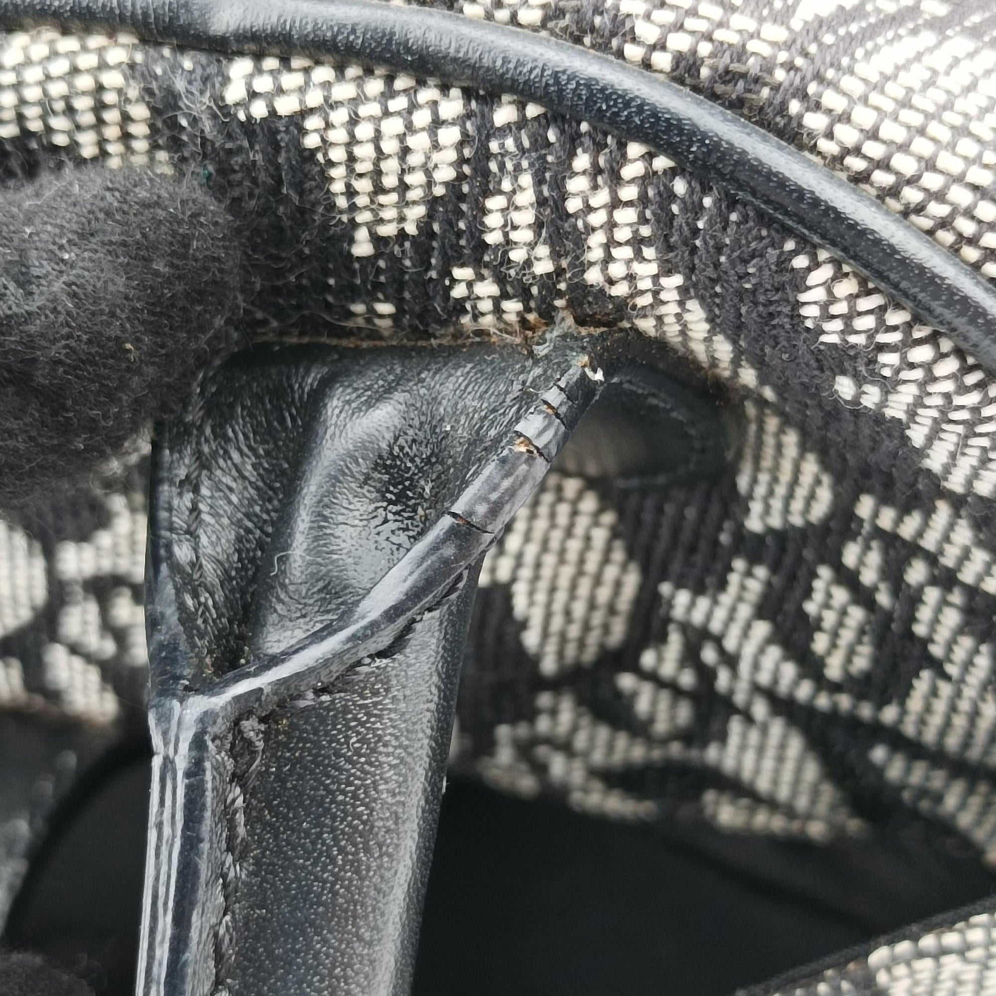 Pre-owned Christian Dior double saddlebag Navy Jacquard × Leather  handbag | stylenewstar