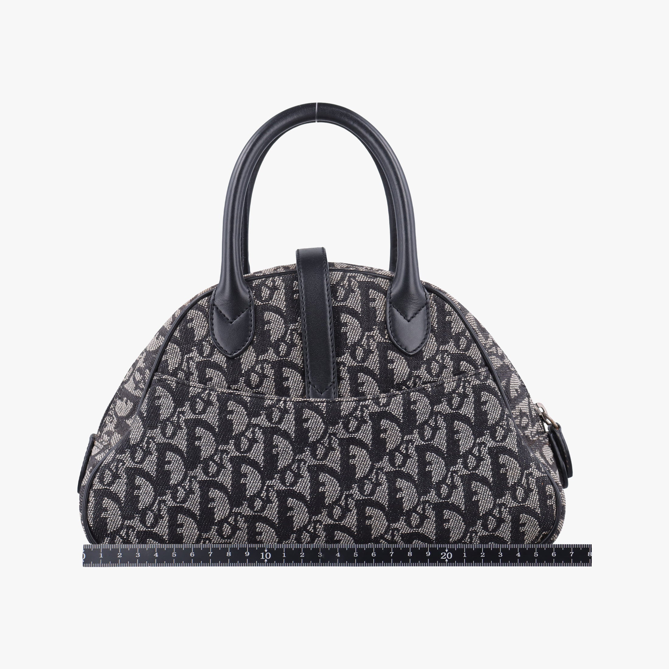 Pre-owned Christian Dior double saddlebag Navy Jacquard × Leather  handbag | stylenewstar