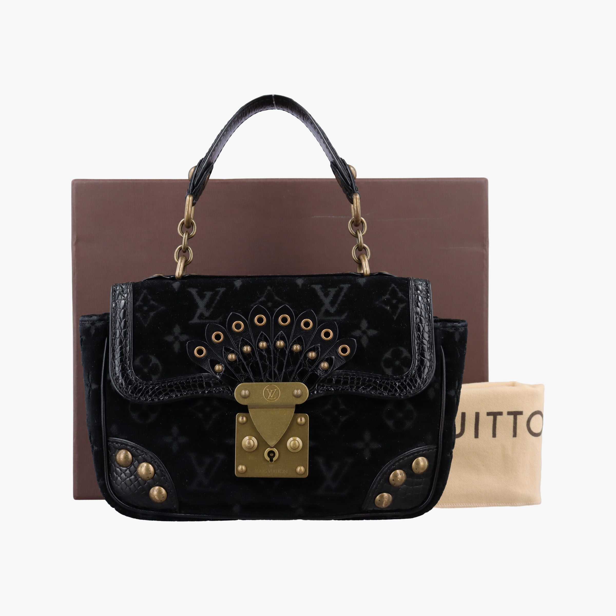 Pre-owned Louis Vuitton Irvine black Velour×Alligator M92733 shoulderbag | stylenewstar