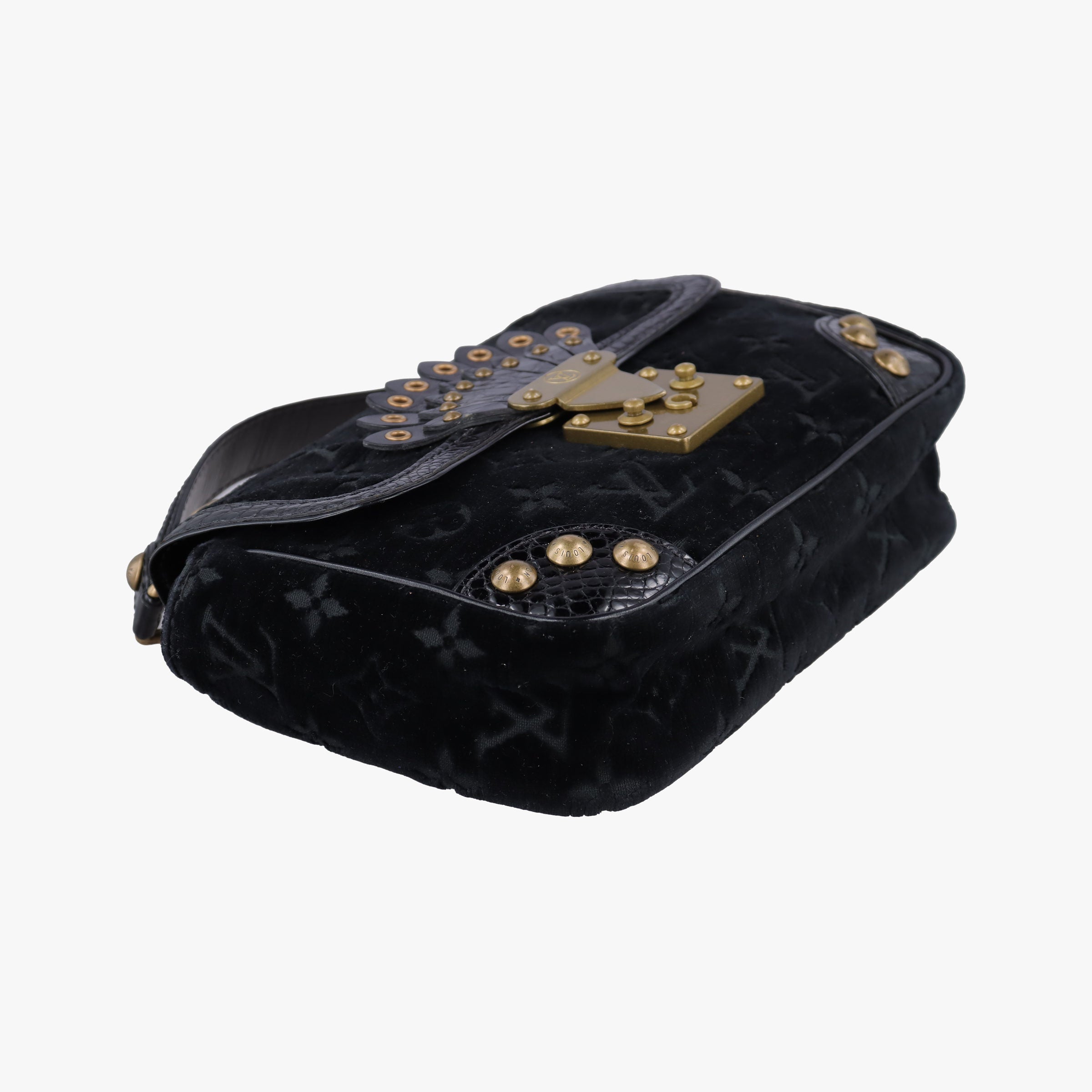 Pre-owned Louis Vuitton Irvine black Velour×Alligator M92733 shoulderbag | stylenewstar
