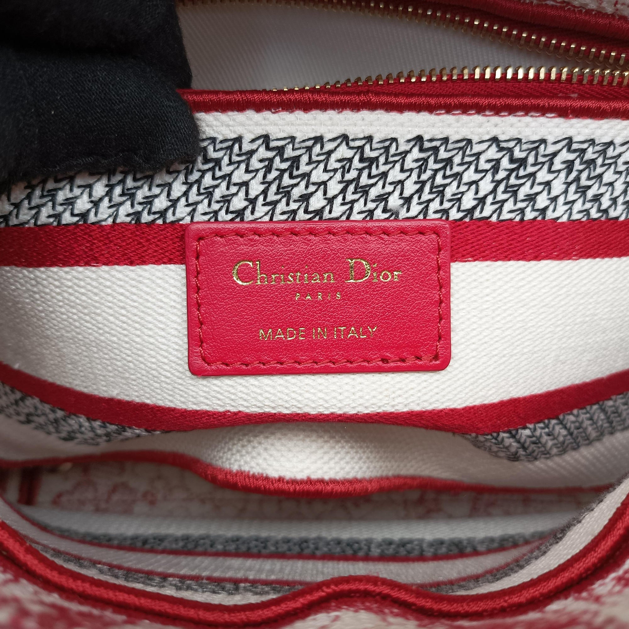 Pre-owned Christian Dior D-Lite Medium Royaume Red×multicolor canvas  shoulderbag | stylenewstar