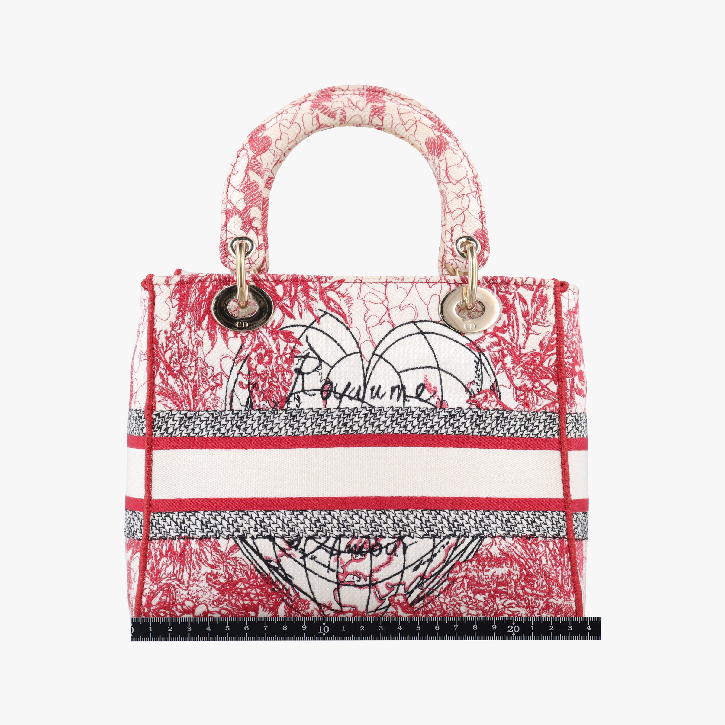 Pre-owned Christian Dior D-Lite Medium Royaume Red×multicolor canvas  shoulderbag | stylenewstar