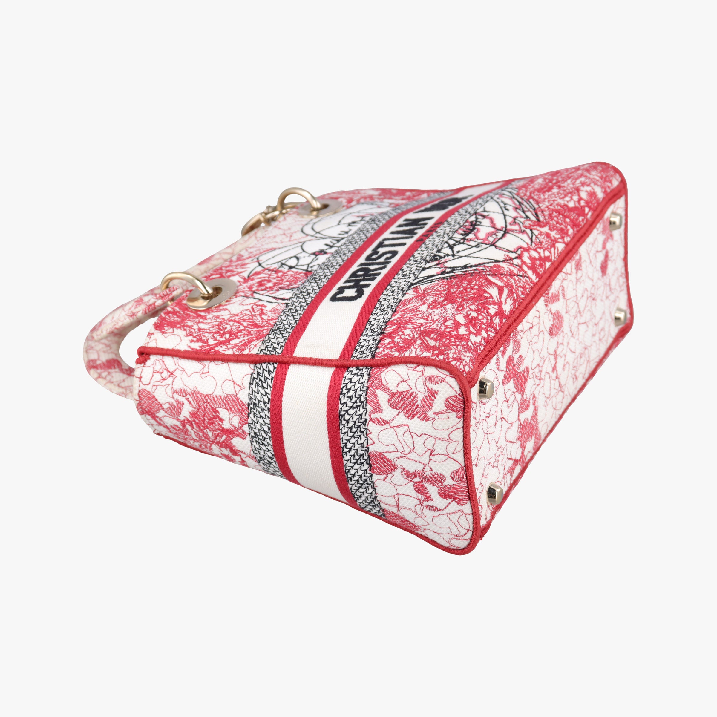 Pre-owned Christian Dior D-Lite Medium Royaume Red×multicolor canvas  shoulderbag | stylenewstar
