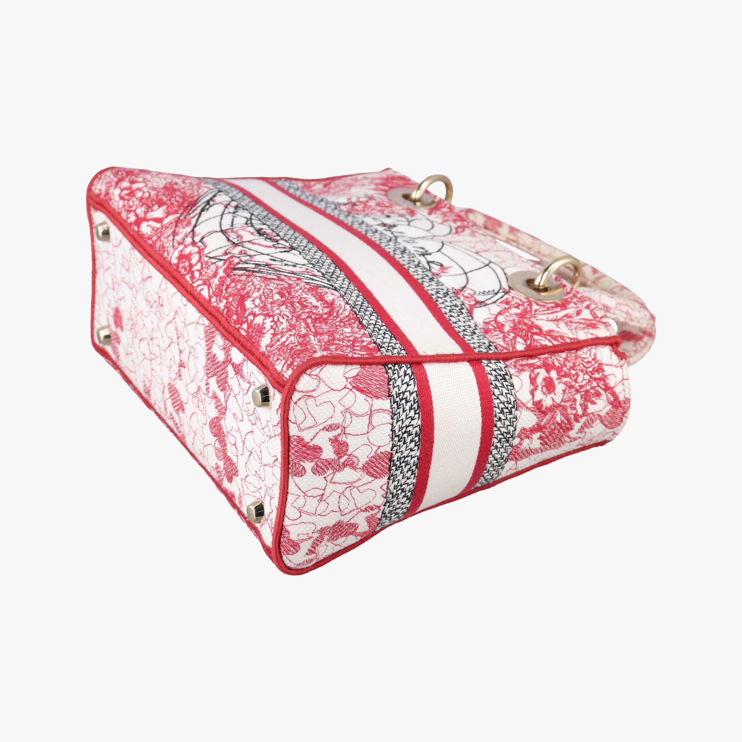 Pre-owned Christian Dior D-Lite Medium Royaume Red×multicolor canvas  shoulderbag | stylenewstar