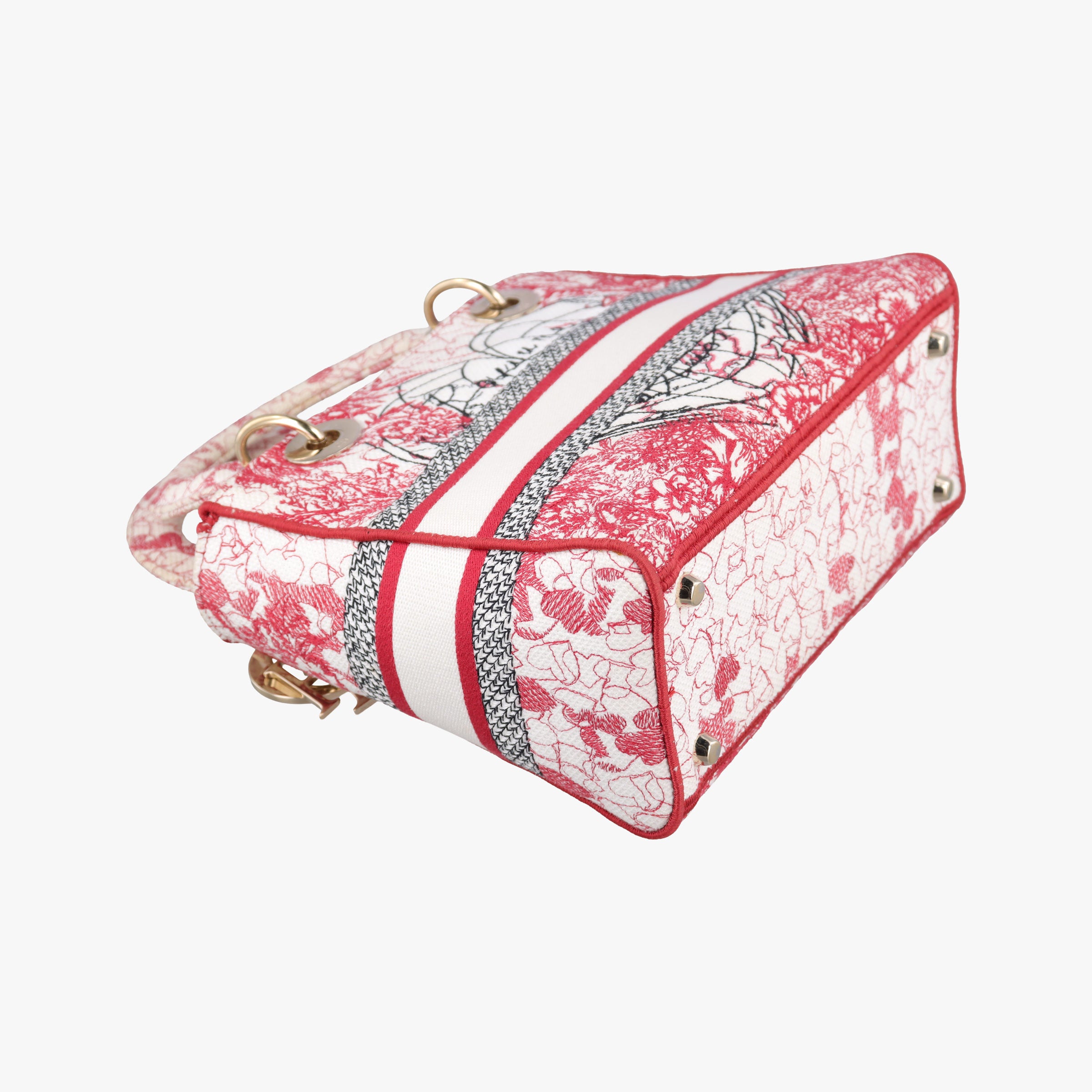 Pre-owned Christian Dior D-Lite Medium Royaume Red×multicolor canvas  shoulderbag | stylenewstar
