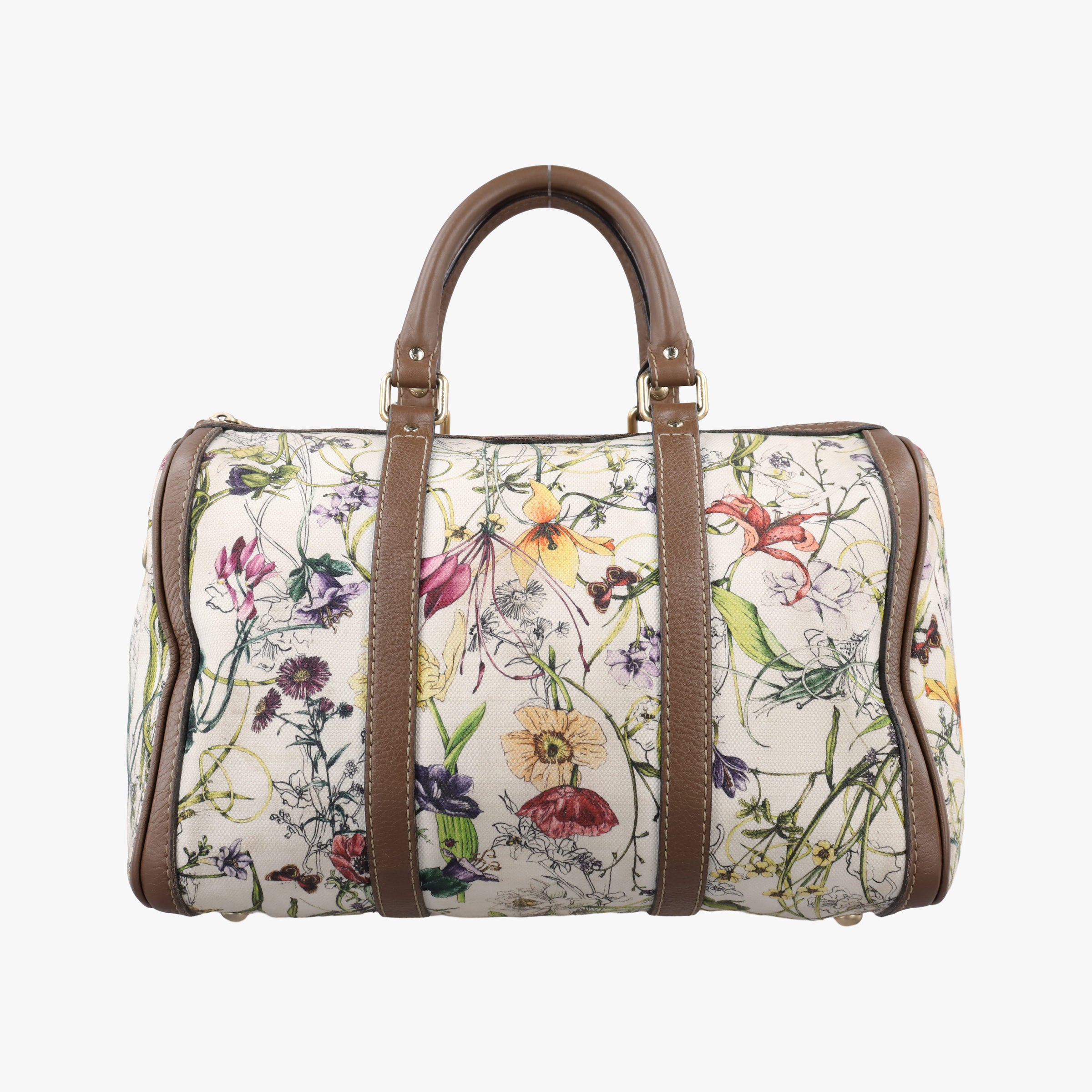 Pre-owned Gucci flora print Multicolour Leather×Canvas 247205 handbag | stylenewstar