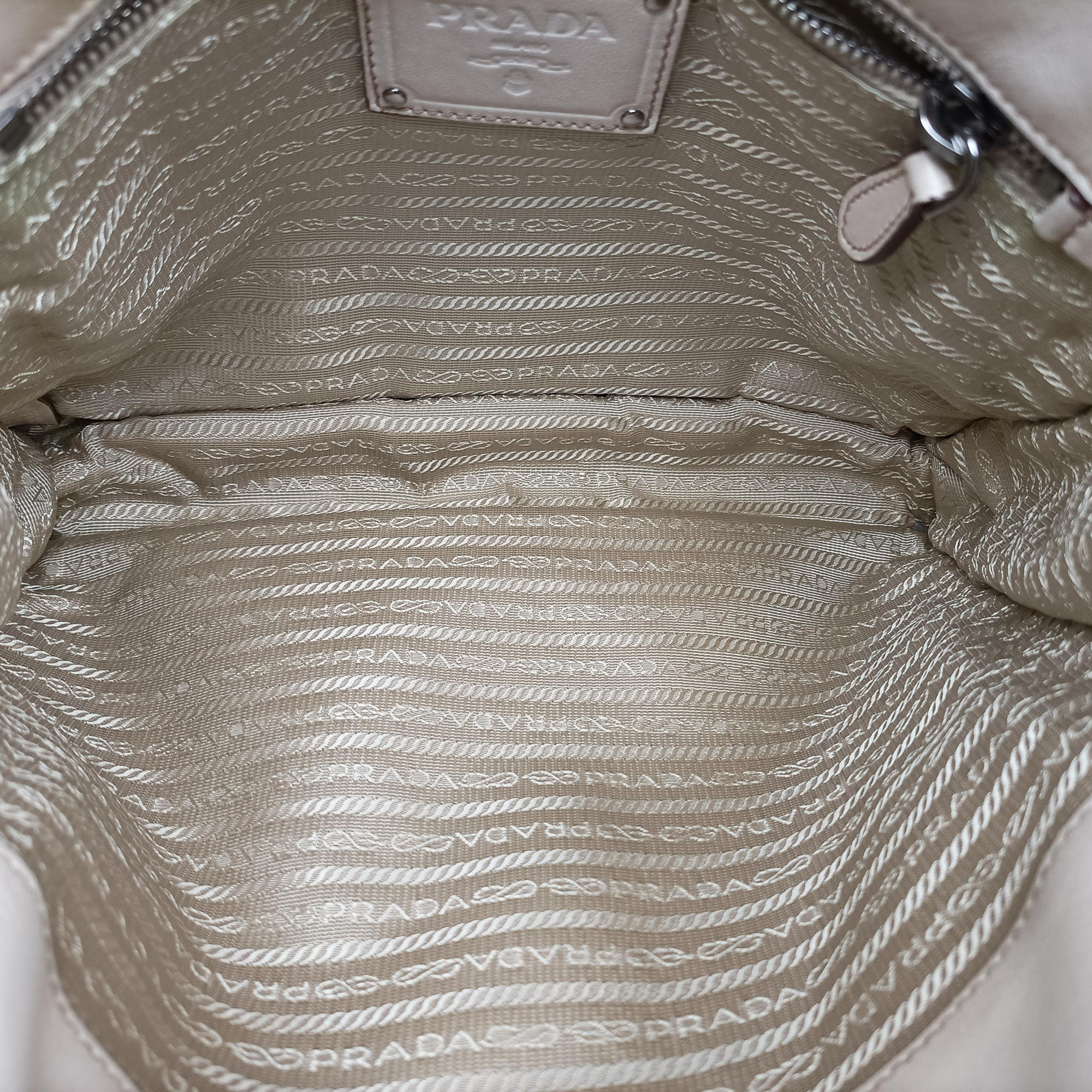 Pre-owned Prada fringe Beige Leather BN1509 shoulderbag | stylenewstar