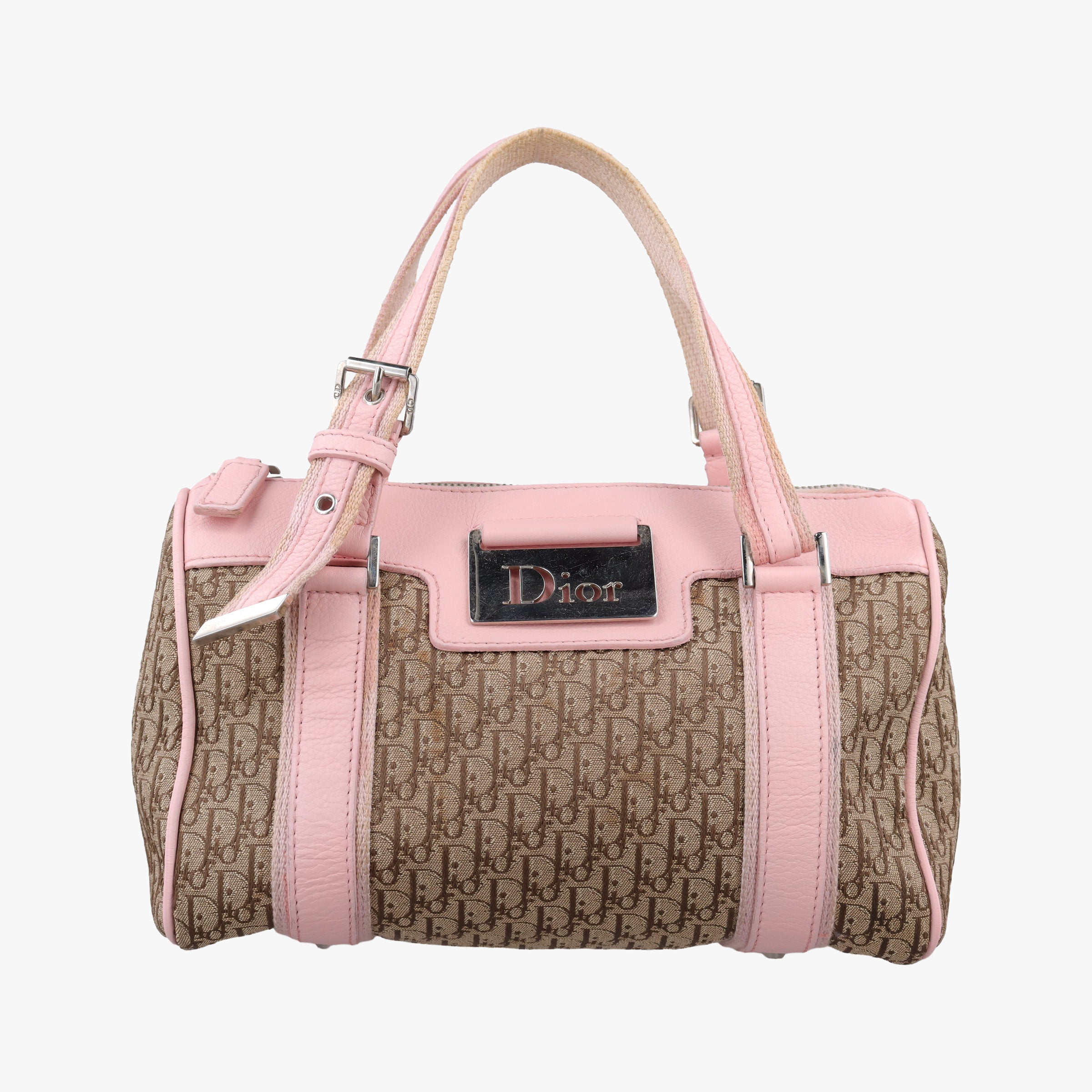 Pre-owned Christian Dior Street Chic  Pink×Beige Canvas x Leather  handbag | stylenewstar
