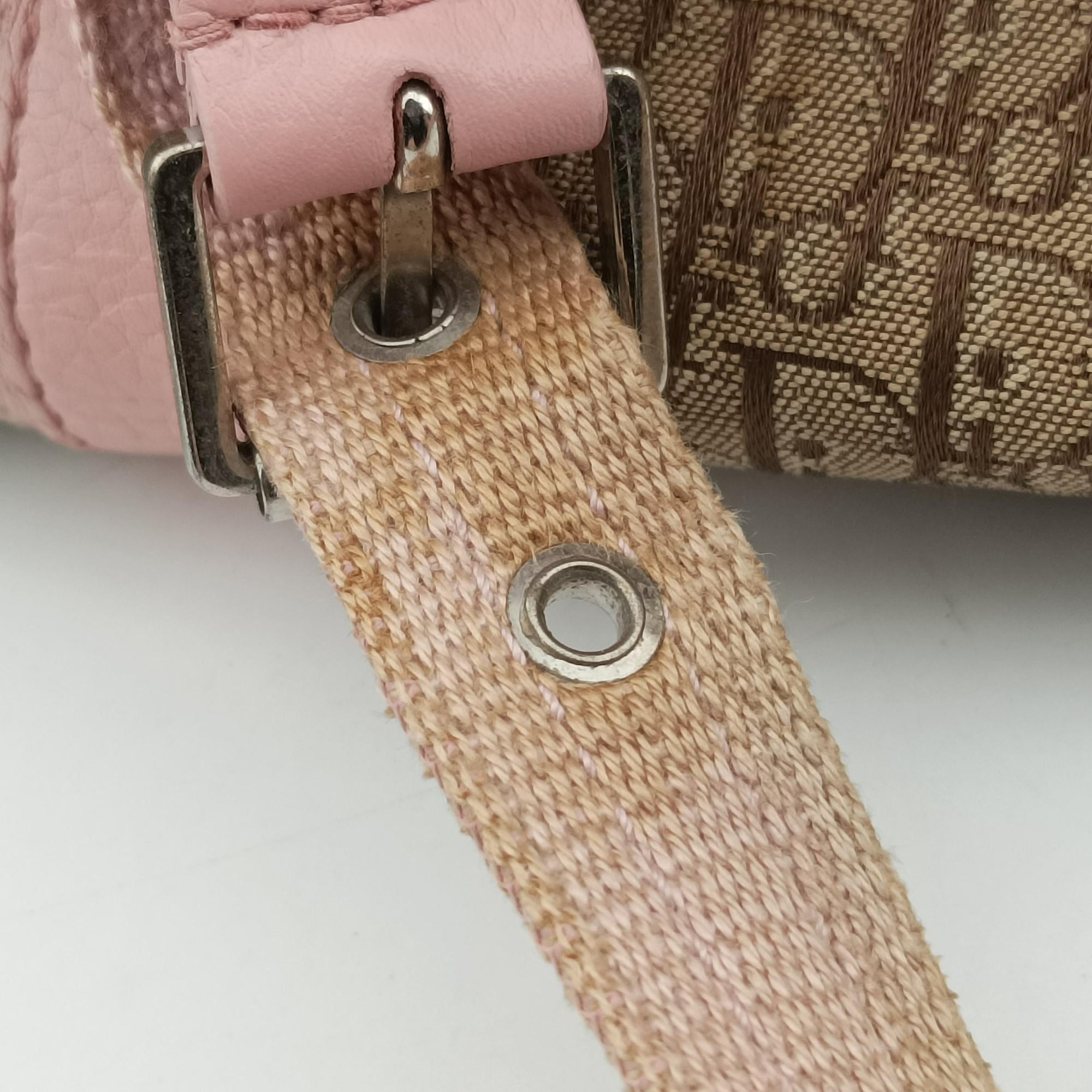 Pre-owned Christian Dior Street Chic  Pink×Beige Canvas x Leather  handbag | stylenewstar