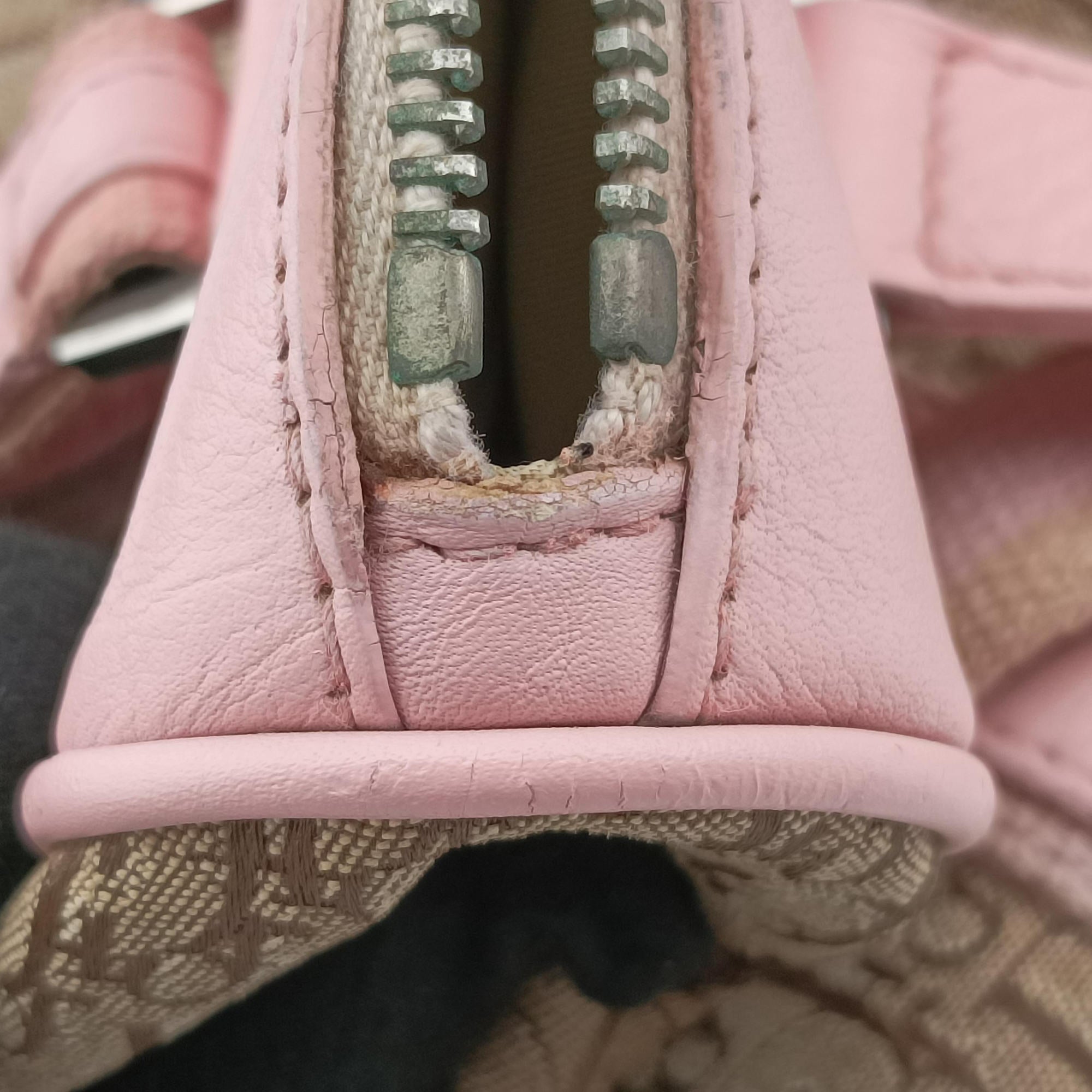 Pre-owned Christian Dior Street Chic  Pink×Beige Canvas x Leather  handbag | stylenewstar