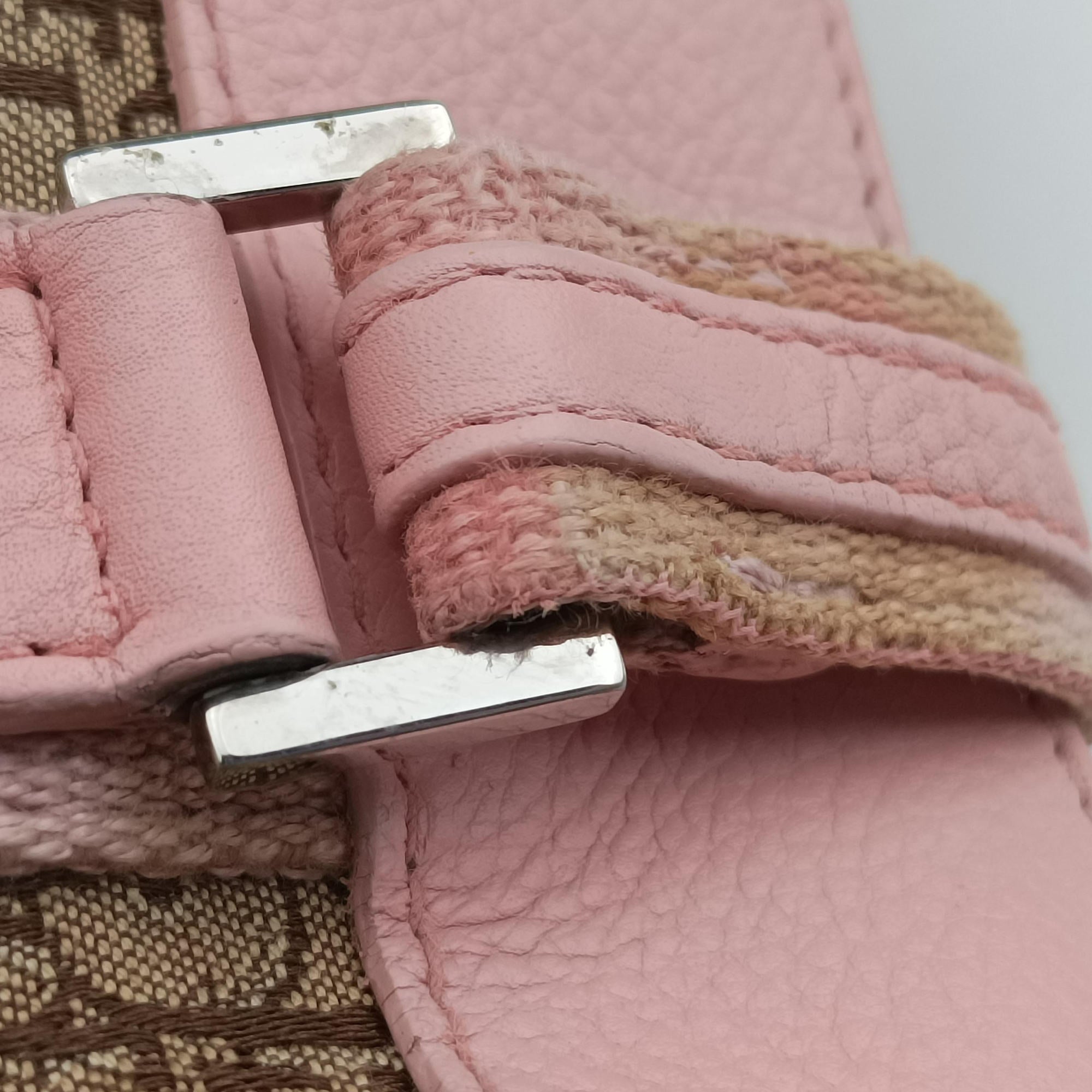 Pre-owned Christian Dior Street Chic  Pink×Beige Canvas x Leather  handbag | stylenewstar