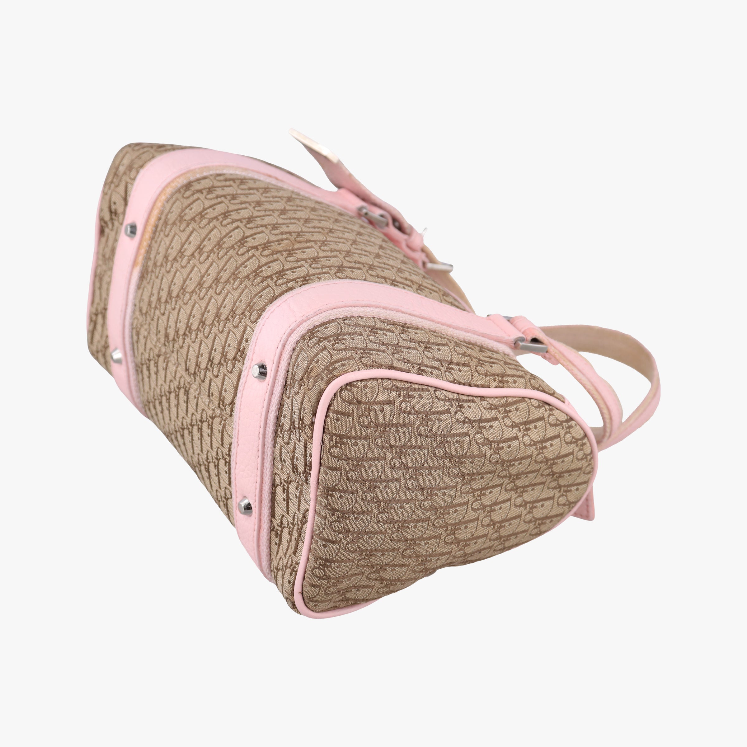 Pre-owned Christian Dior Street Chic  Pink×Beige Canvas x Leather  handbag | stylenewstar
