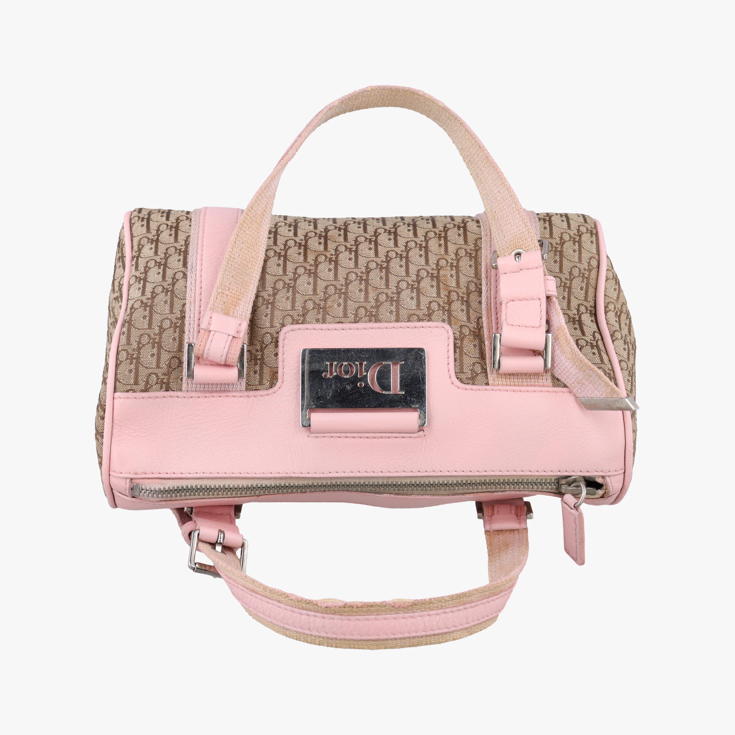 Pre-owned Christian Dior Street Chic  Pink×Beige Canvas x Leather  handbag | stylenewstar