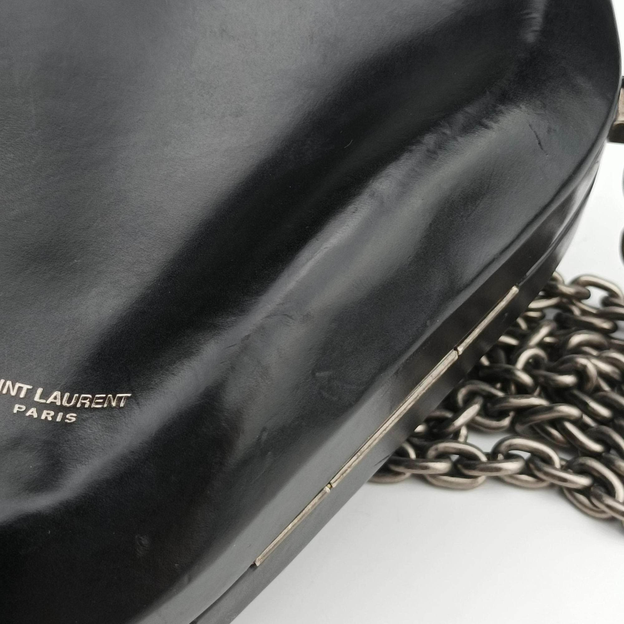Pre-owned Yves Saint Laurent Love box heart Black Leather 564323 shoulderbag | stylenewstar