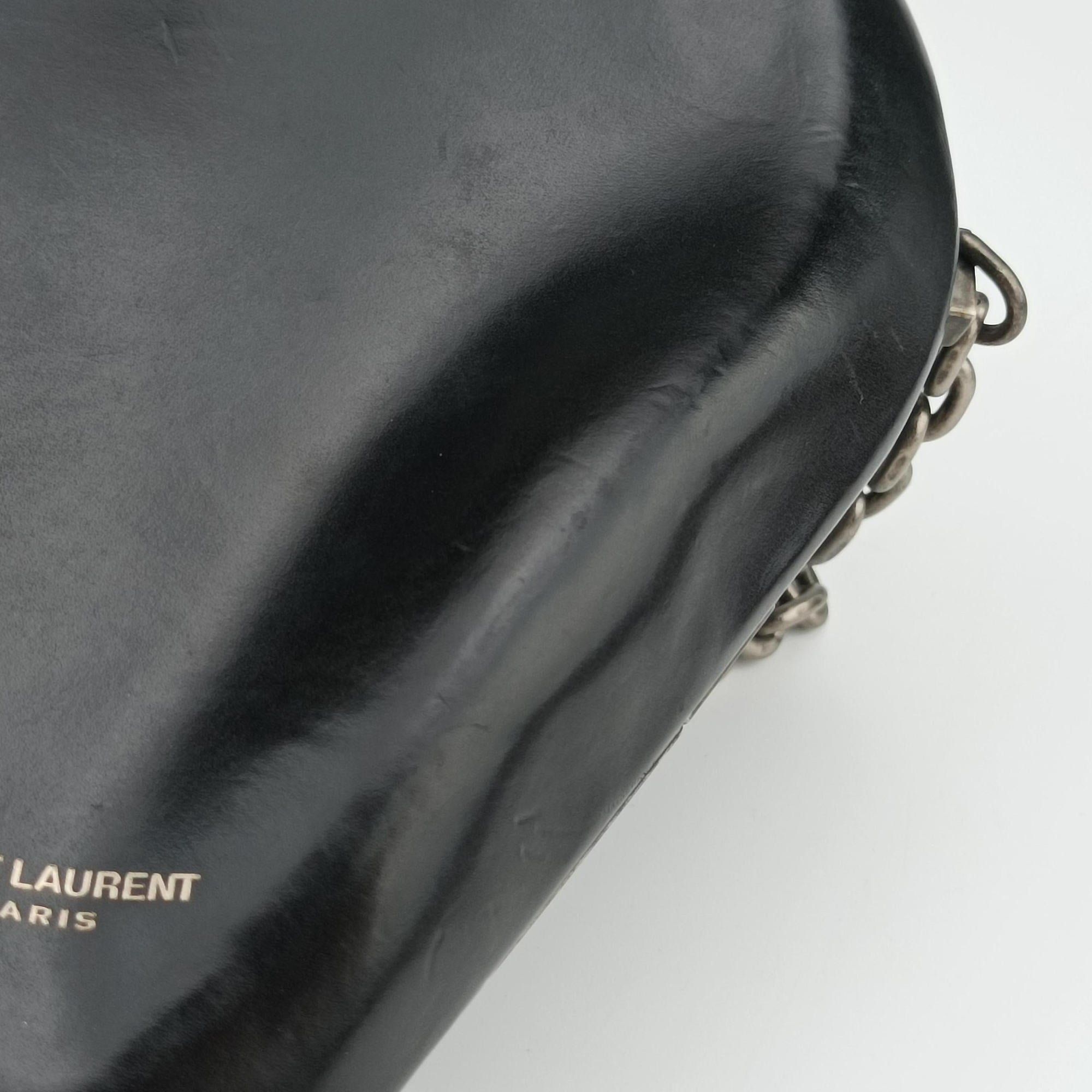 Pre-owned Yves Saint Laurent Love box heart Black Leather 564323 shoulderbag | stylenewstar