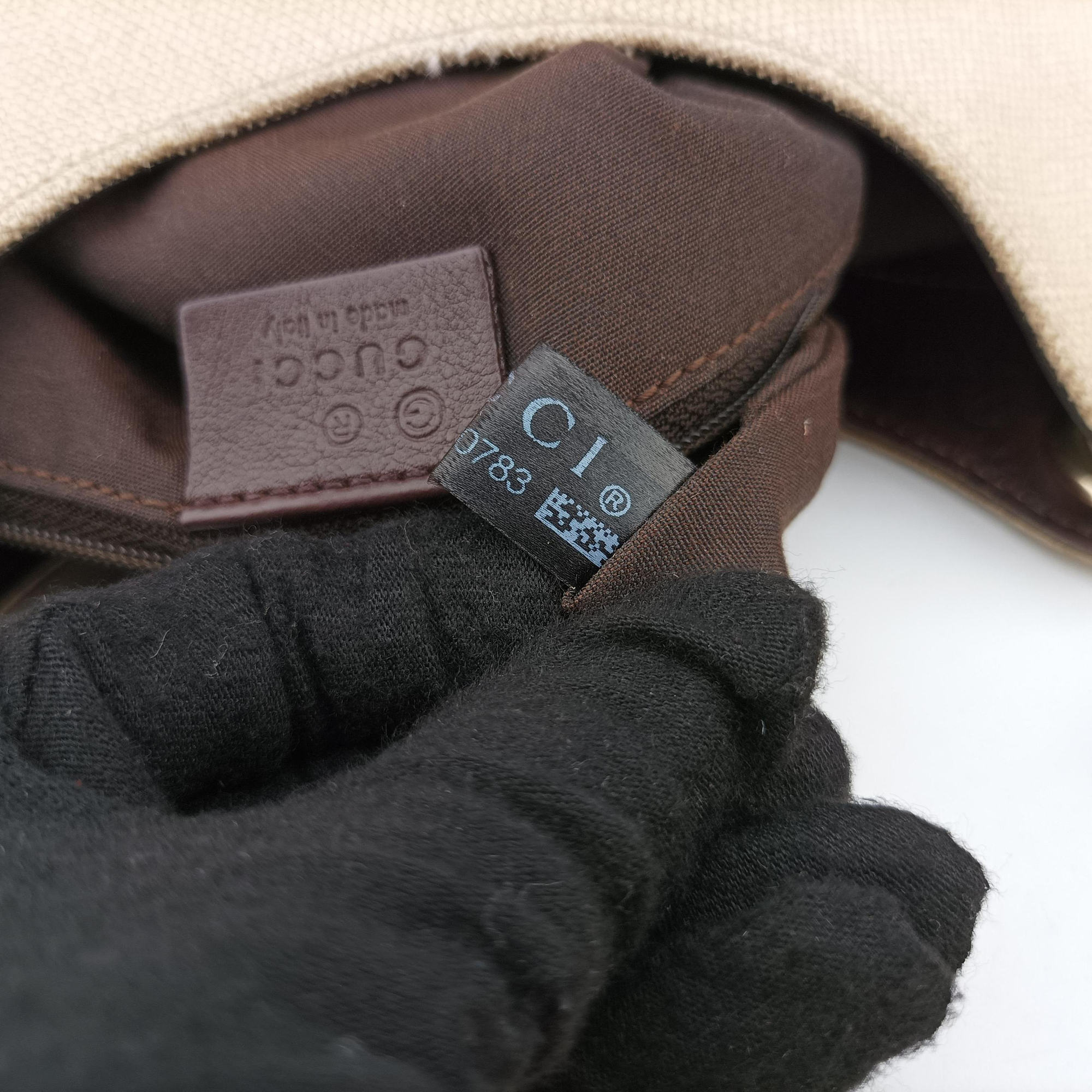 Pre-owned Gucci Guccissima Beige x brown Leather×Canvas 257265 shoulderbag | stylenewstar