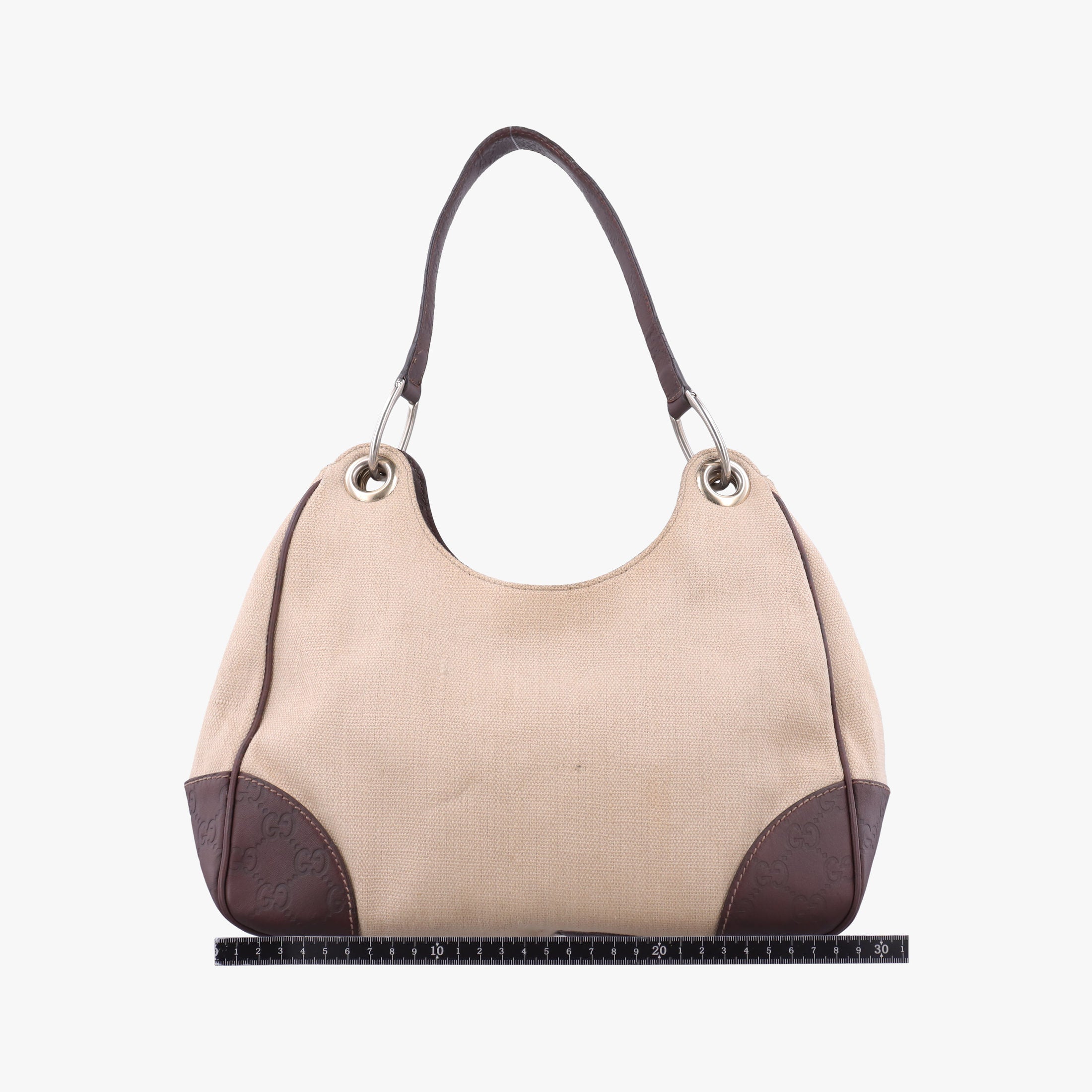 Pre-owned Gucci Guccissima Beige x brown Leather×Canvas 257265 shoulderbag | stylenewstar