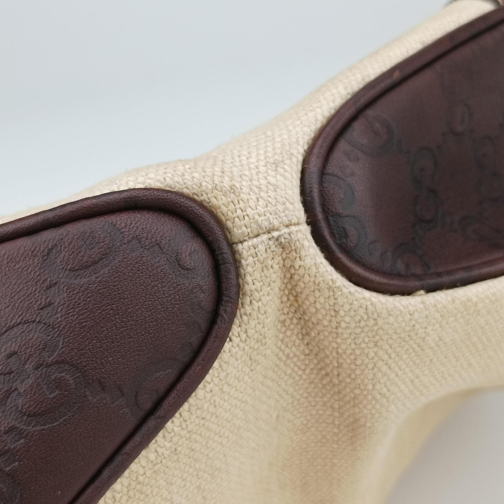 Pre-owned Gucci Guccissima Beige x brown Leather×Canvas 257265 shoulderbag | stylenewstar