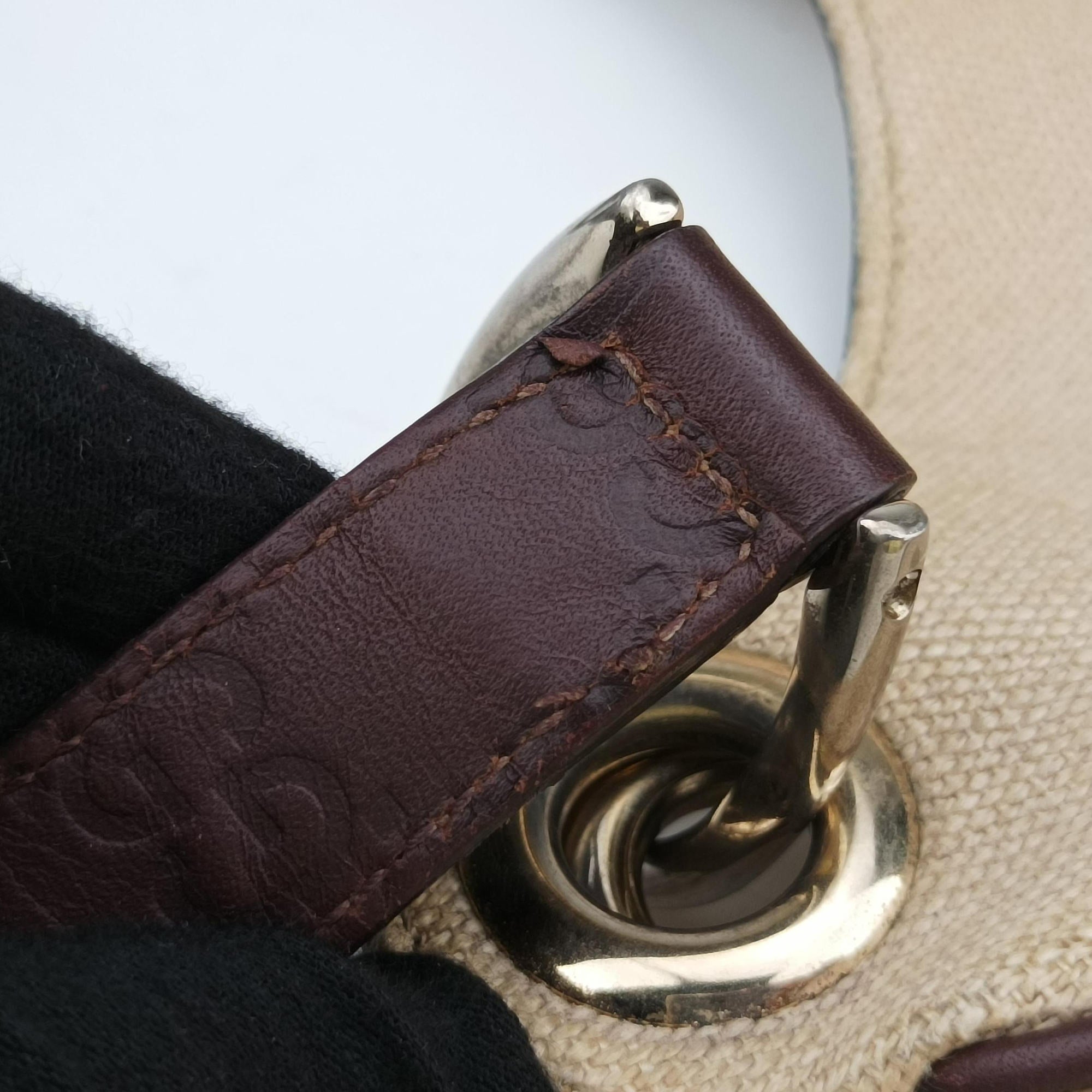 Pre-owned Gucci Guccissima Beige x brown Leather×Canvas 257265 shoulderbag | stylenewstar