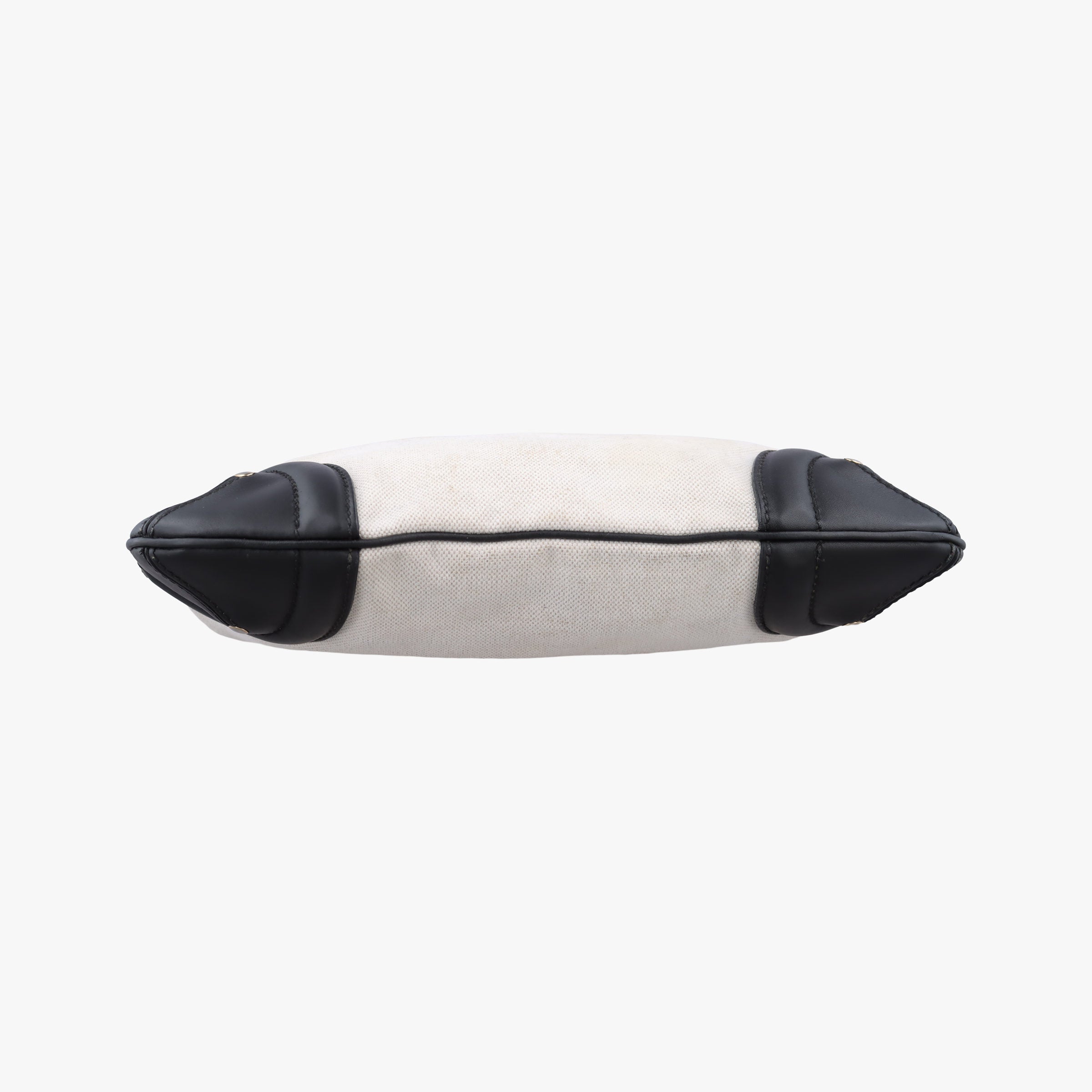 Pre-owned Gucci Crest Ivory × Black Leather×Canvas 141446 shoulderbag | stylenewstar