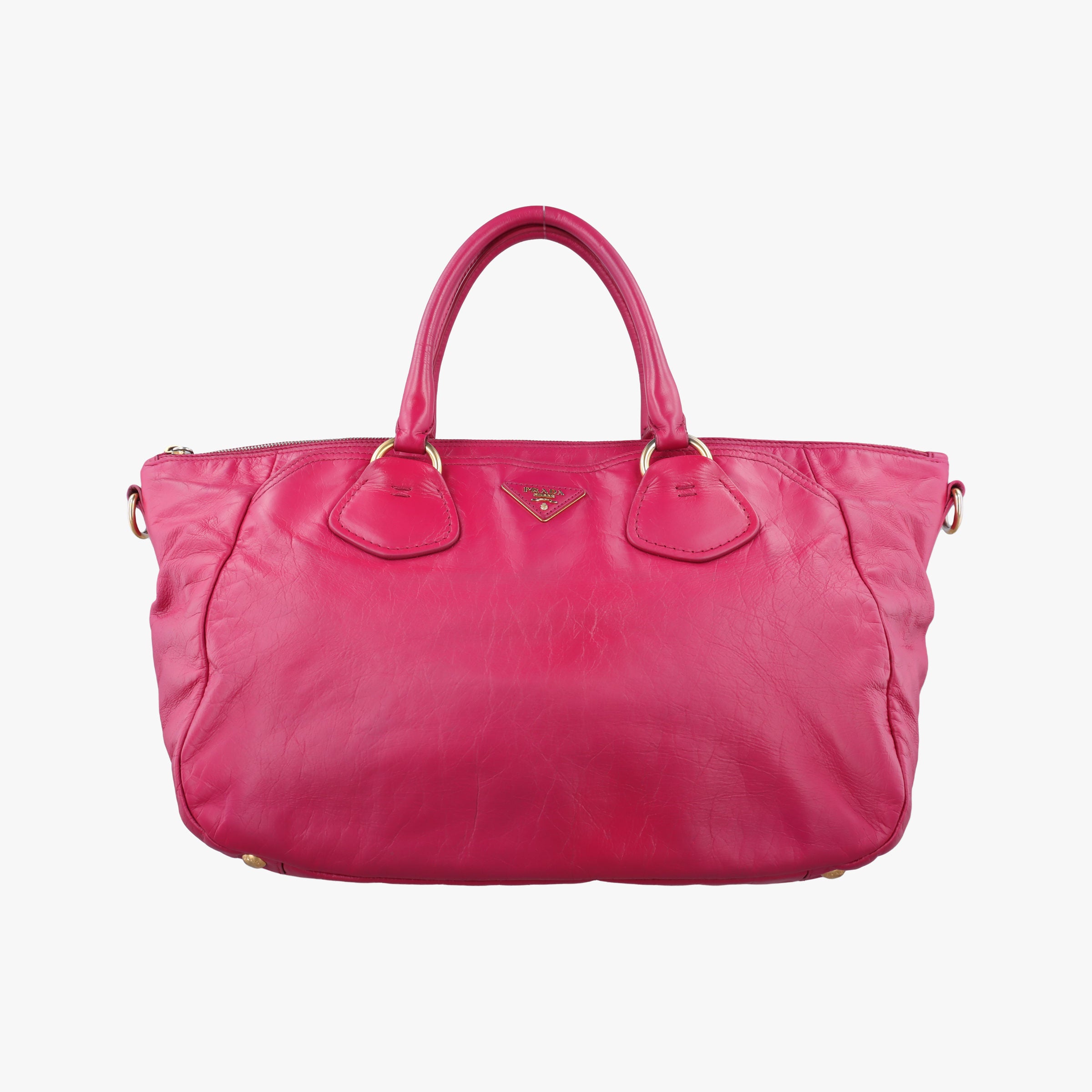 Vintage Prada Triangle Logo Plate Rose Leather  handbag | stylenewstar