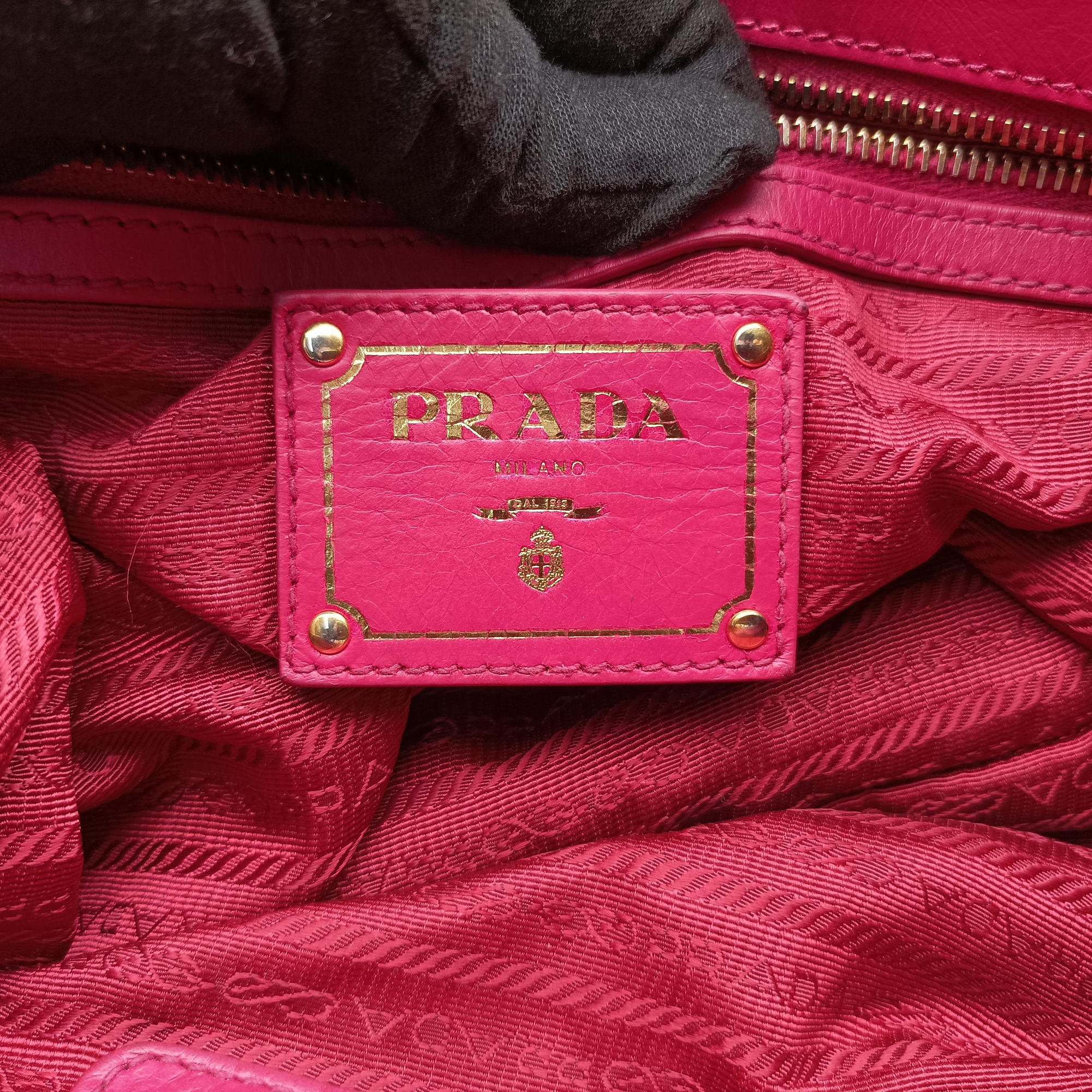 Vintage Prada Triangle Logo Plate Rose Leather  handbag | stylenewstar