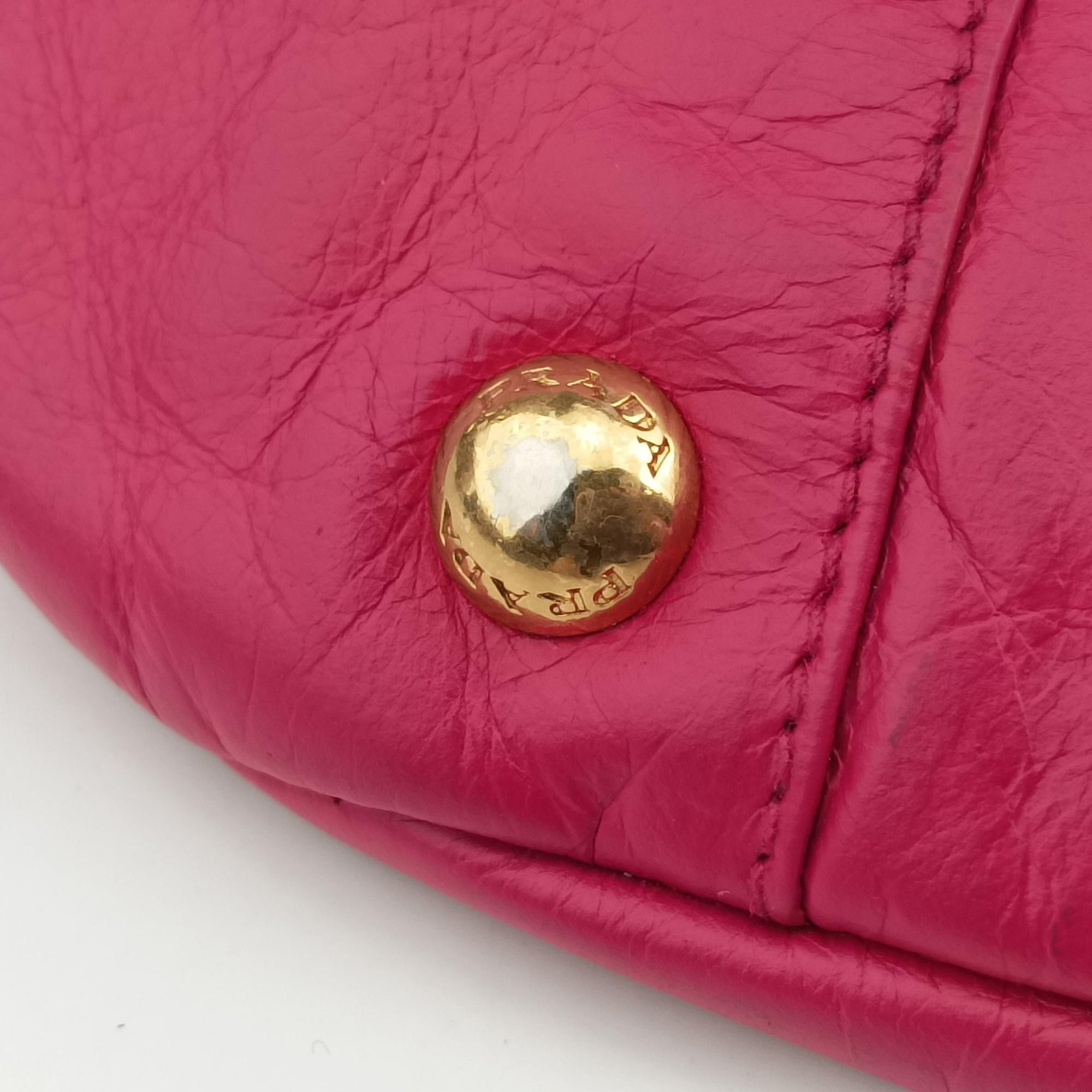 Vintage Prada Triangle Logo Plate Rose Leather  handbag | stylenewstar