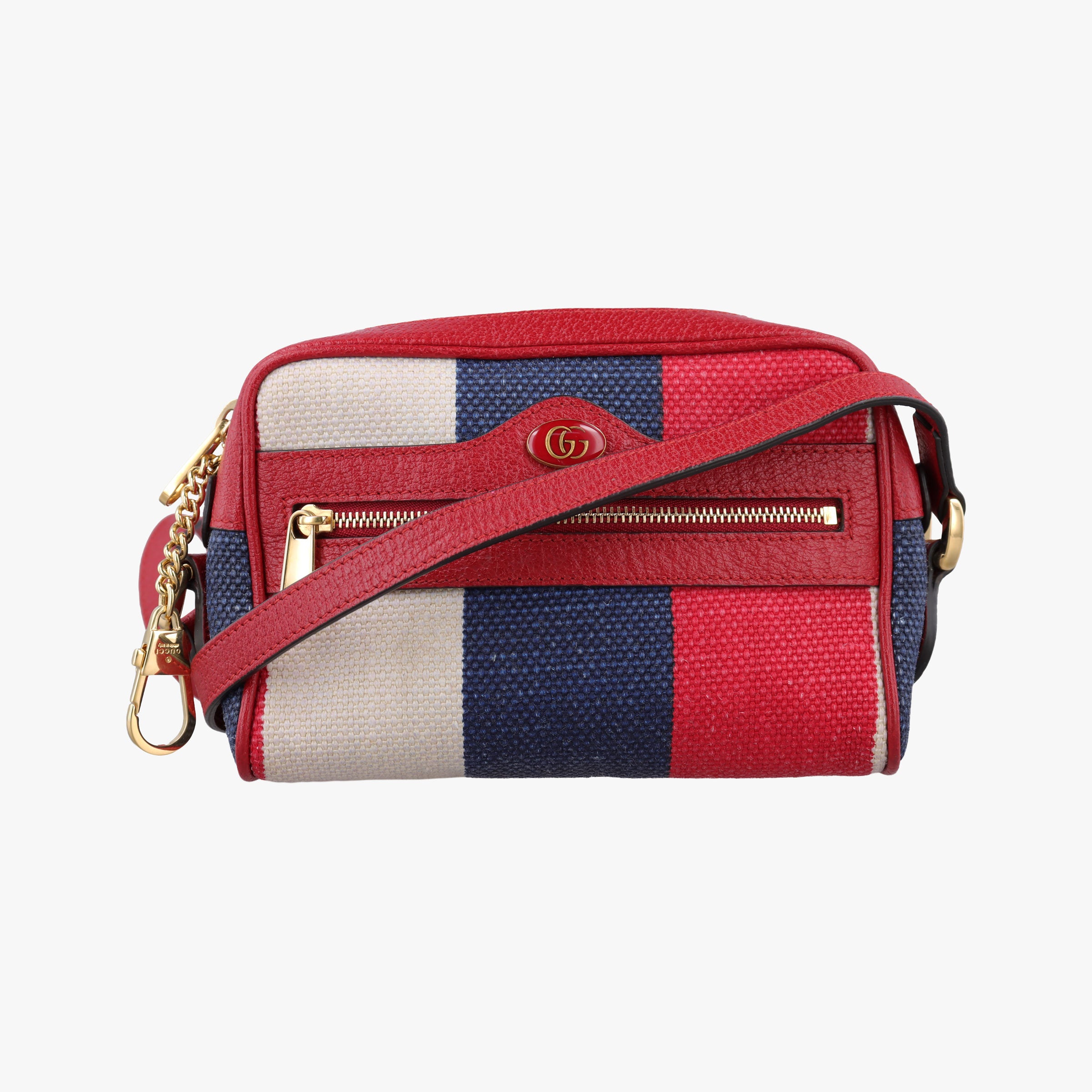 Secondhand Gucci OPHIDIA  Red × Navy × Ivory Canvas × Leather 517350 shoulderbag | stylenewstar