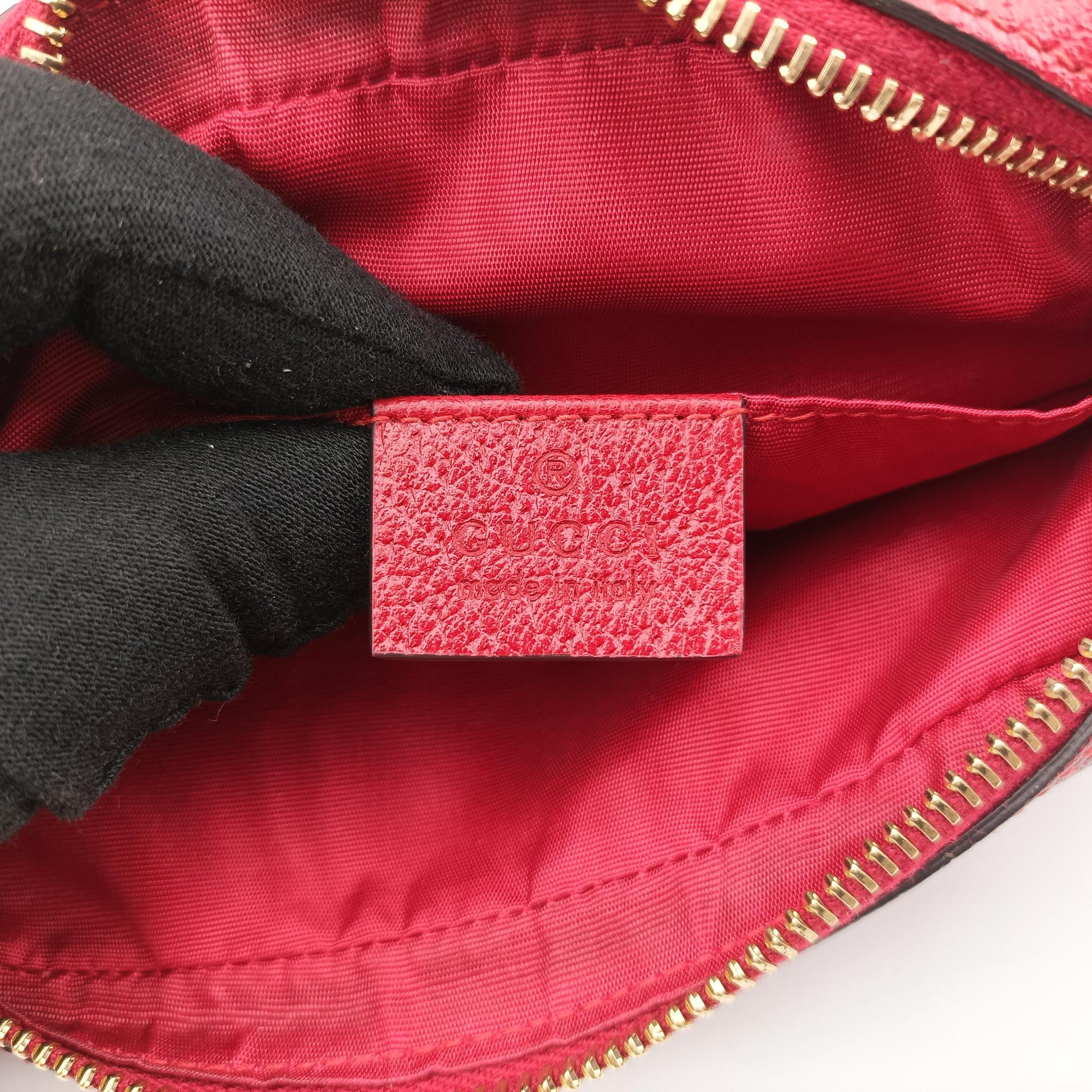 Secondhand Gucci OPHIDIA  Red × Navy × Ivory Canvas × Leather 517350 shoulderbag | stylenewstar
